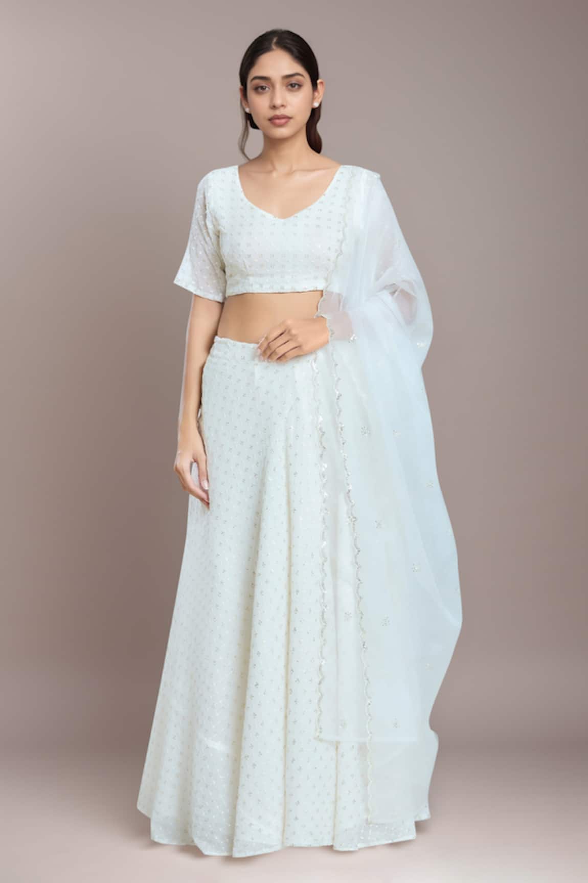Samyukta Singhania Shimmering Snowflake Sequin Embroidered Lehenga Set 