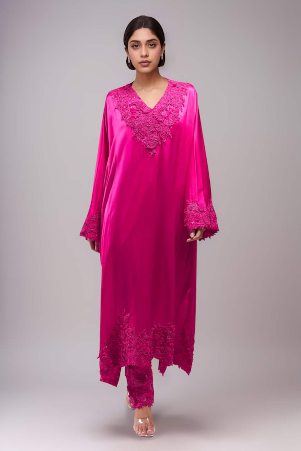 Anamika Khanna Fuchsia Embroidered Kaftan & Pant Set 