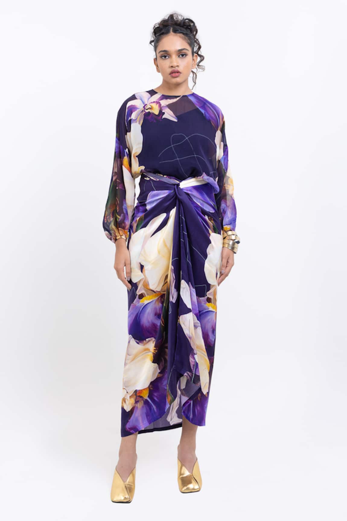 Pop Sugar Floral Print Vegan Silk Skirt 