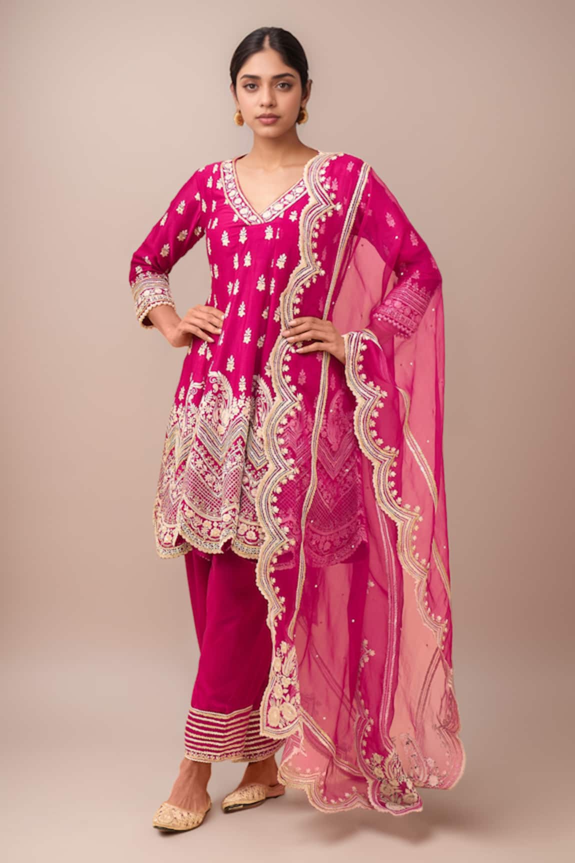 Sheetal Batra Hotpink Short Anarkali Salwar Set 