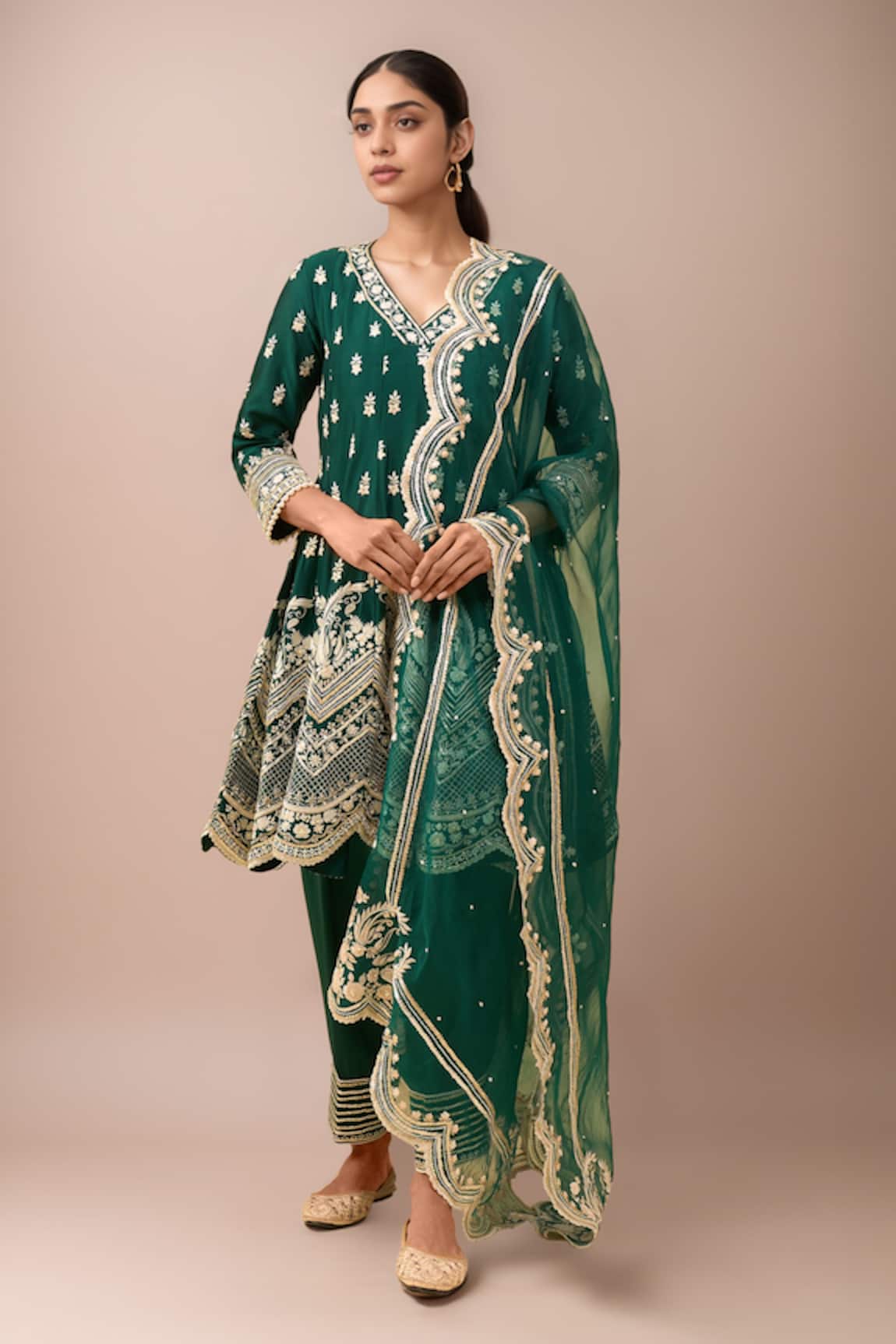 Sheetal Batra Emerald Green Anarkali Salwar Set 