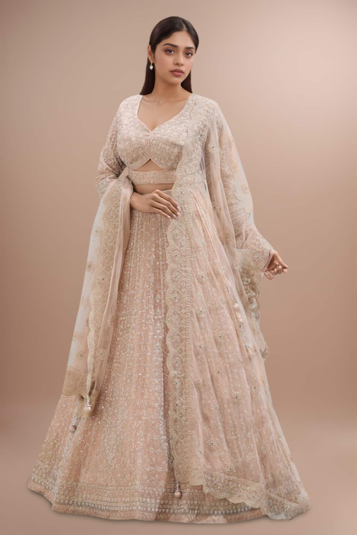 Samyukta Singhania Floral Pearl Embroidered Lehenga Set 