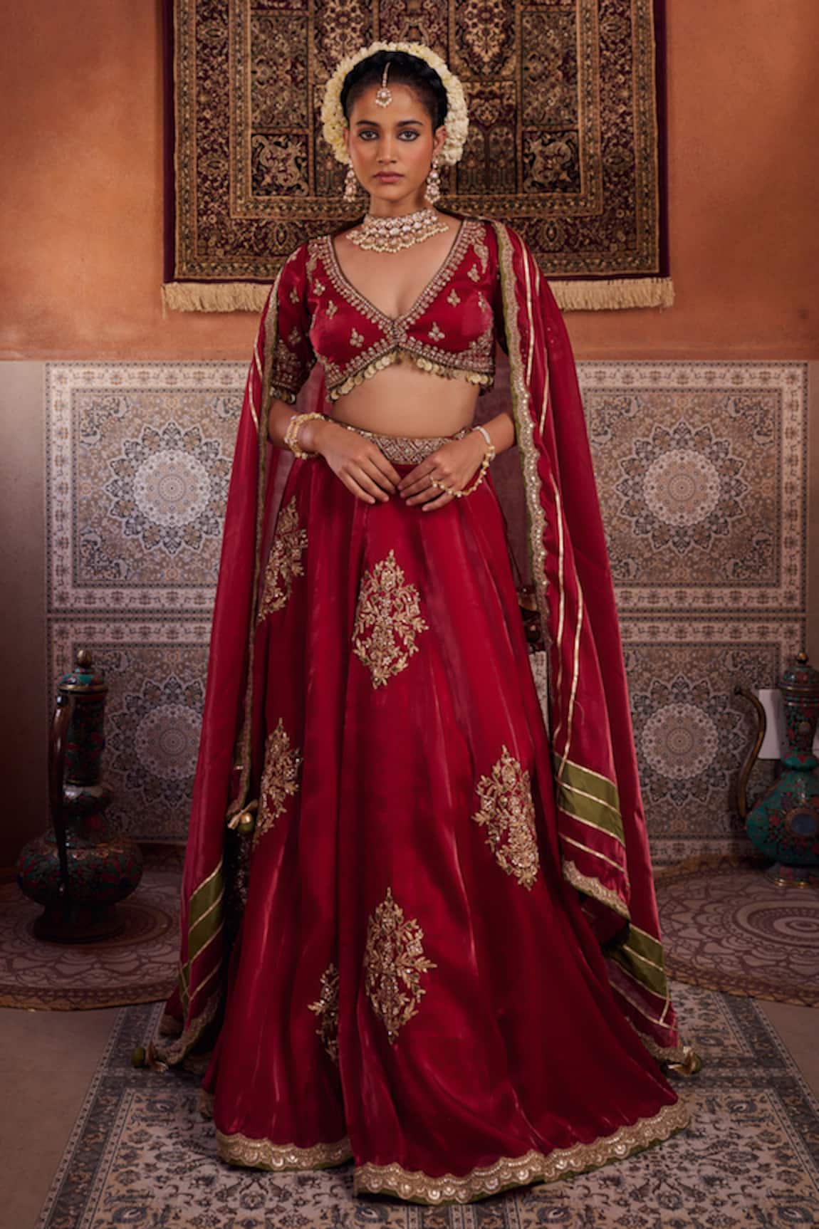 Kapda Dori Maroon Designer Lehenga Set 