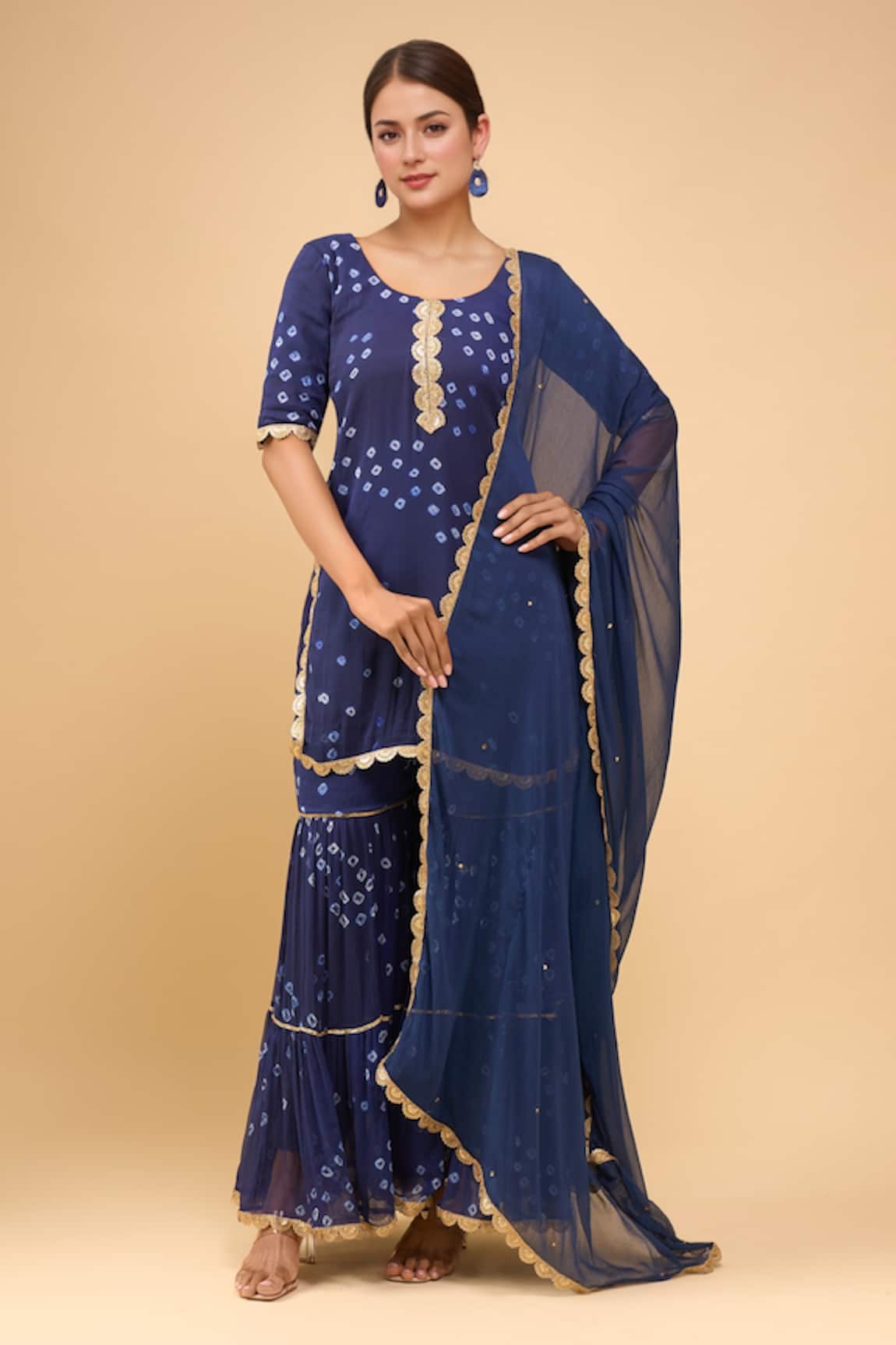 Samyukta Singhania Midnight Blue Sharara Kurta & Dupatta Set 