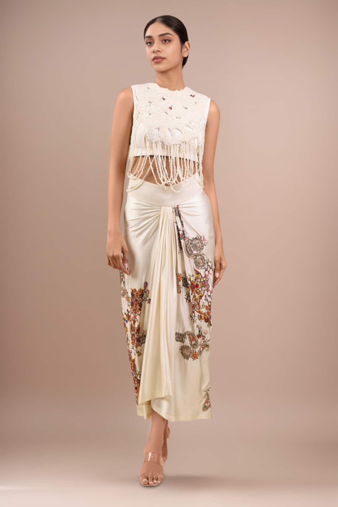 Anamika Khanna Ivory Embroidered Skirt Set 