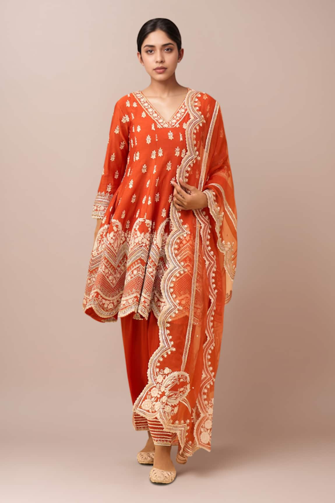 Sheetal Batra Burnt Orange Anarkali Salwar Set 