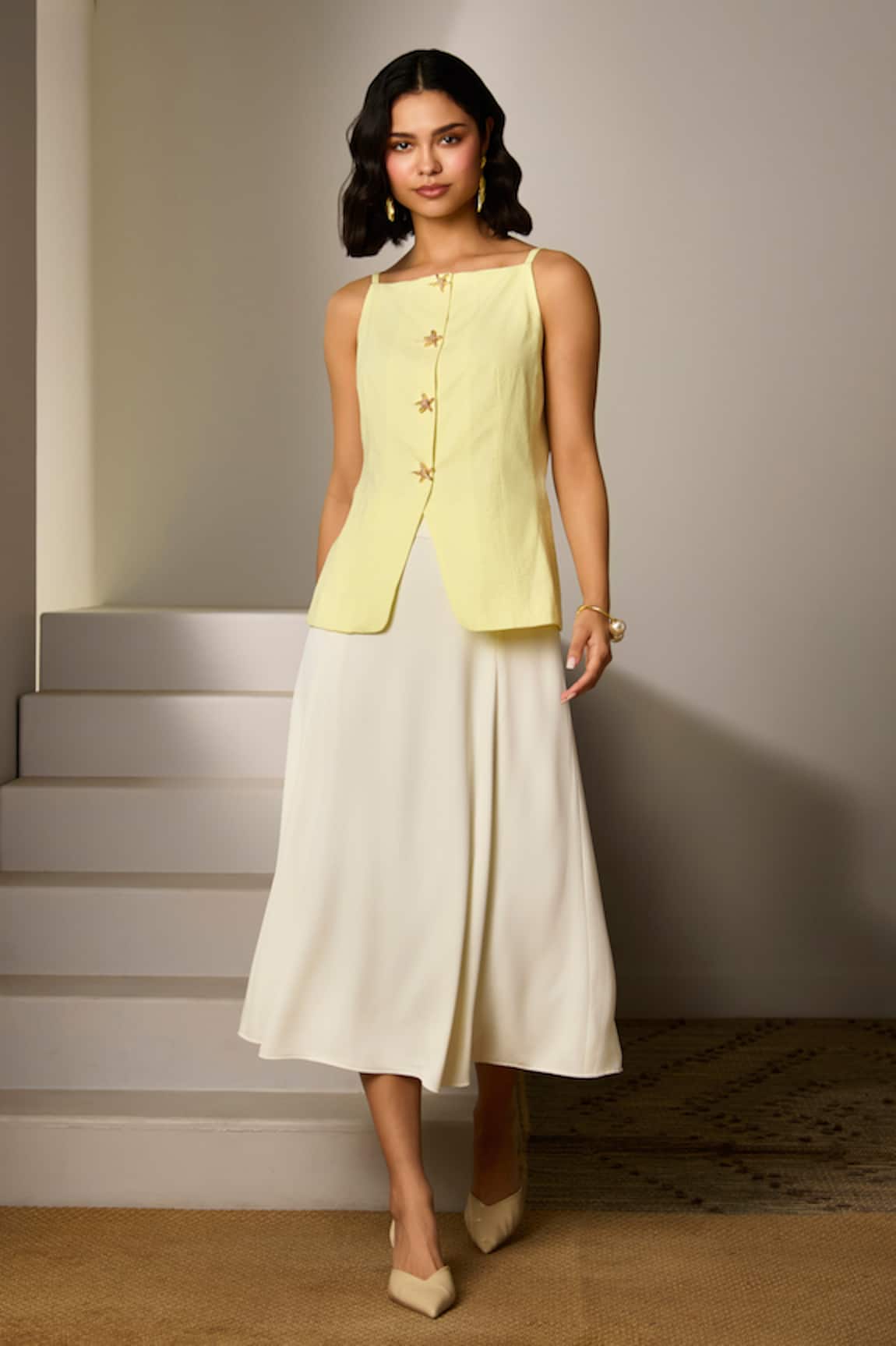 Label Deepika Nagpal Butter Yellow Zora Co-ord Set 