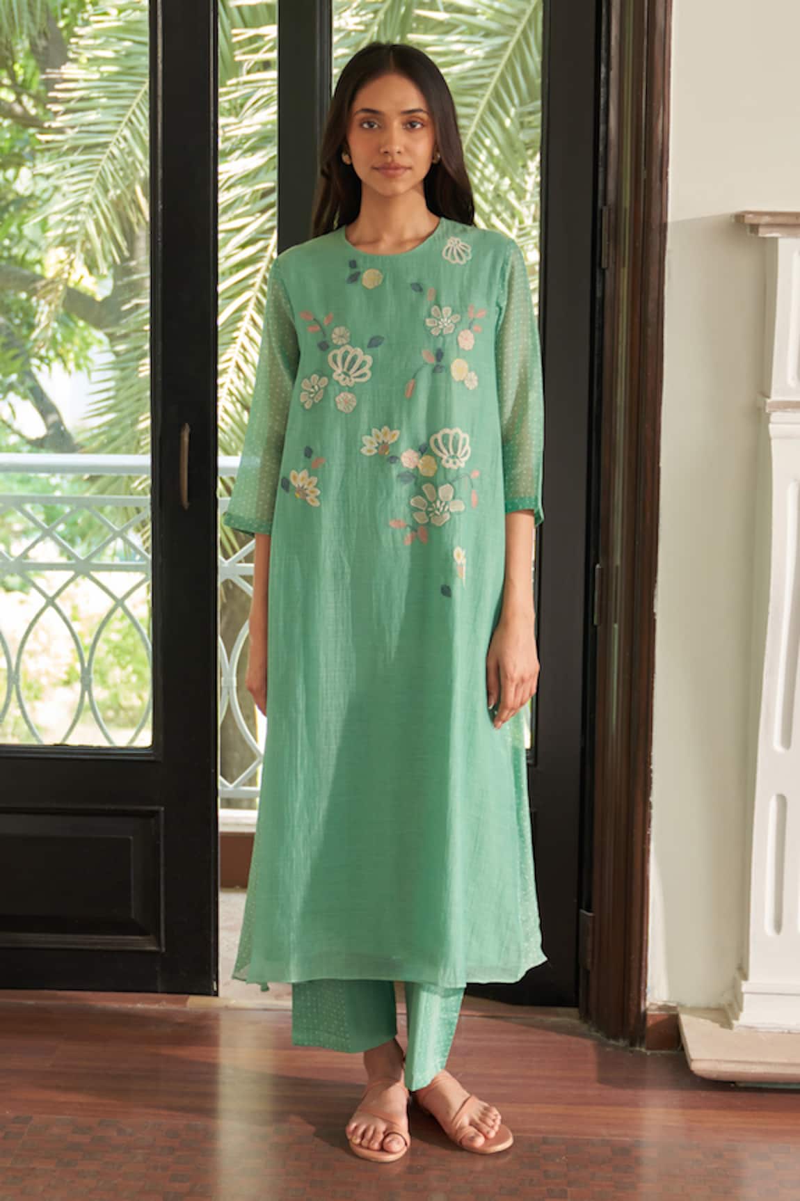 Vaayu Mint Applique Co-ord Set 