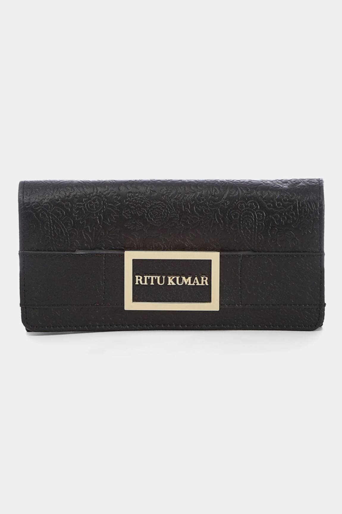 Ritu Kumar Black Designer Leather Wallet 