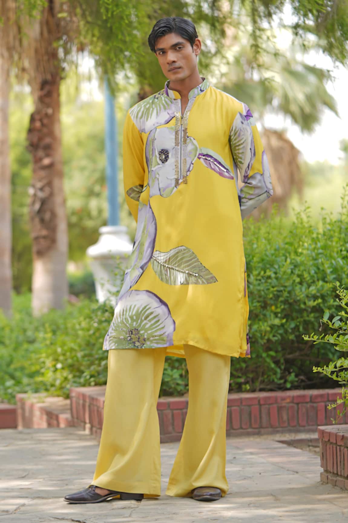 Soniya G Printed Luxe Satin Kurta & Trouser Set 