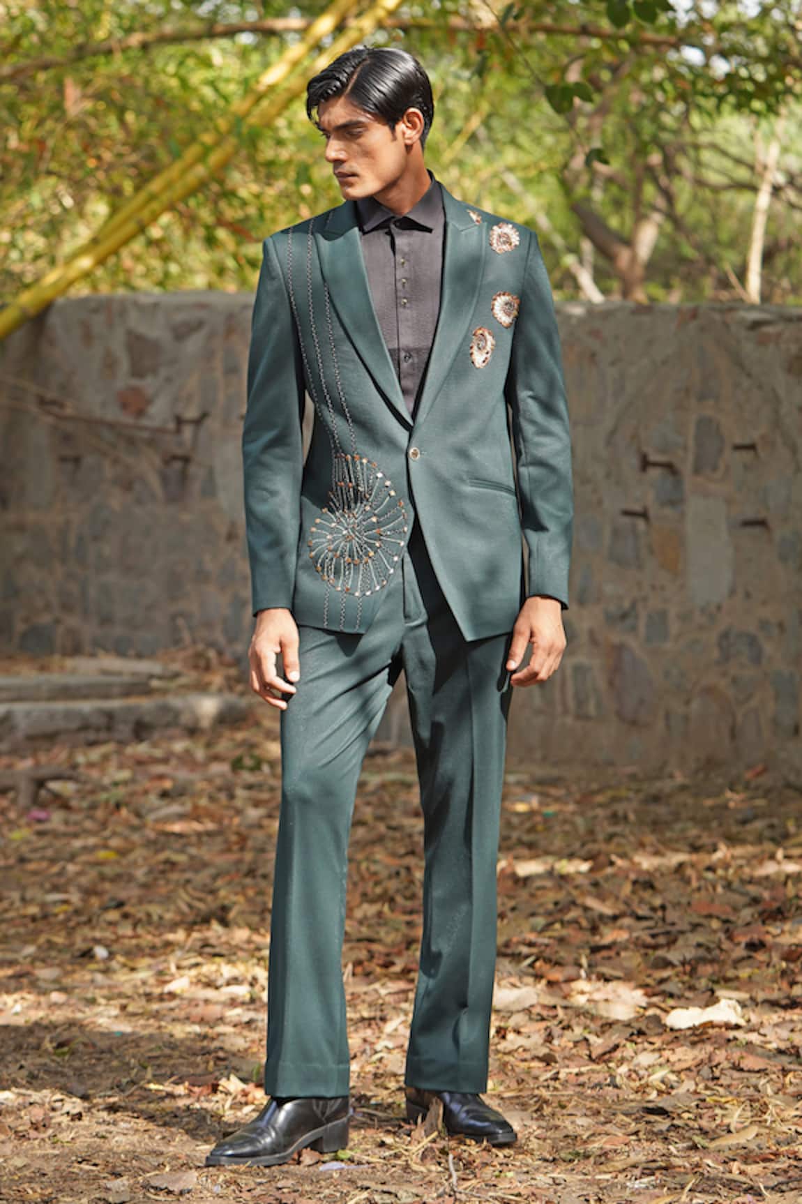 Soniya G Forest Green Handwoven Suit Set 