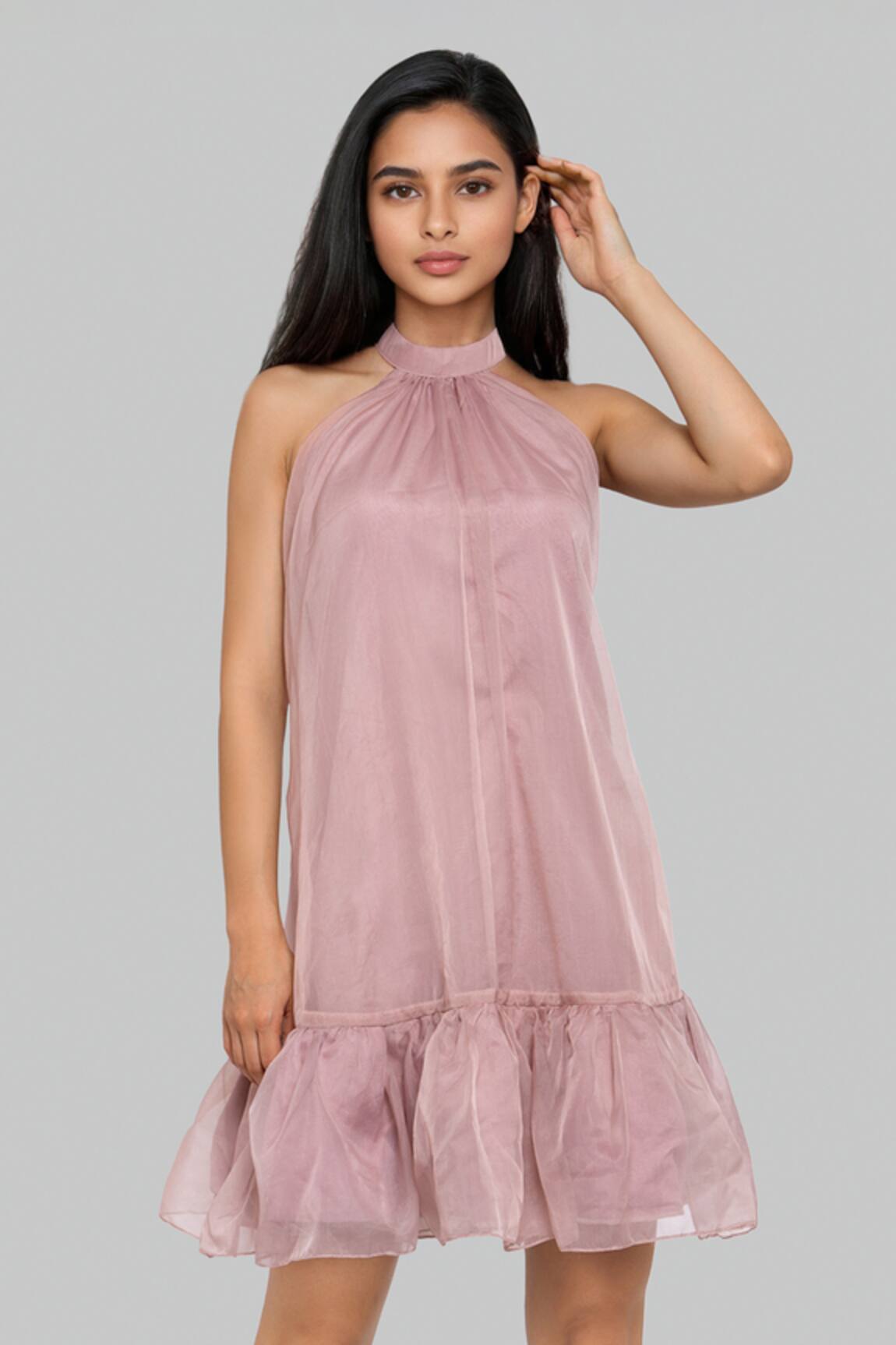 Emblaze Mauve Organza Designer Dress 