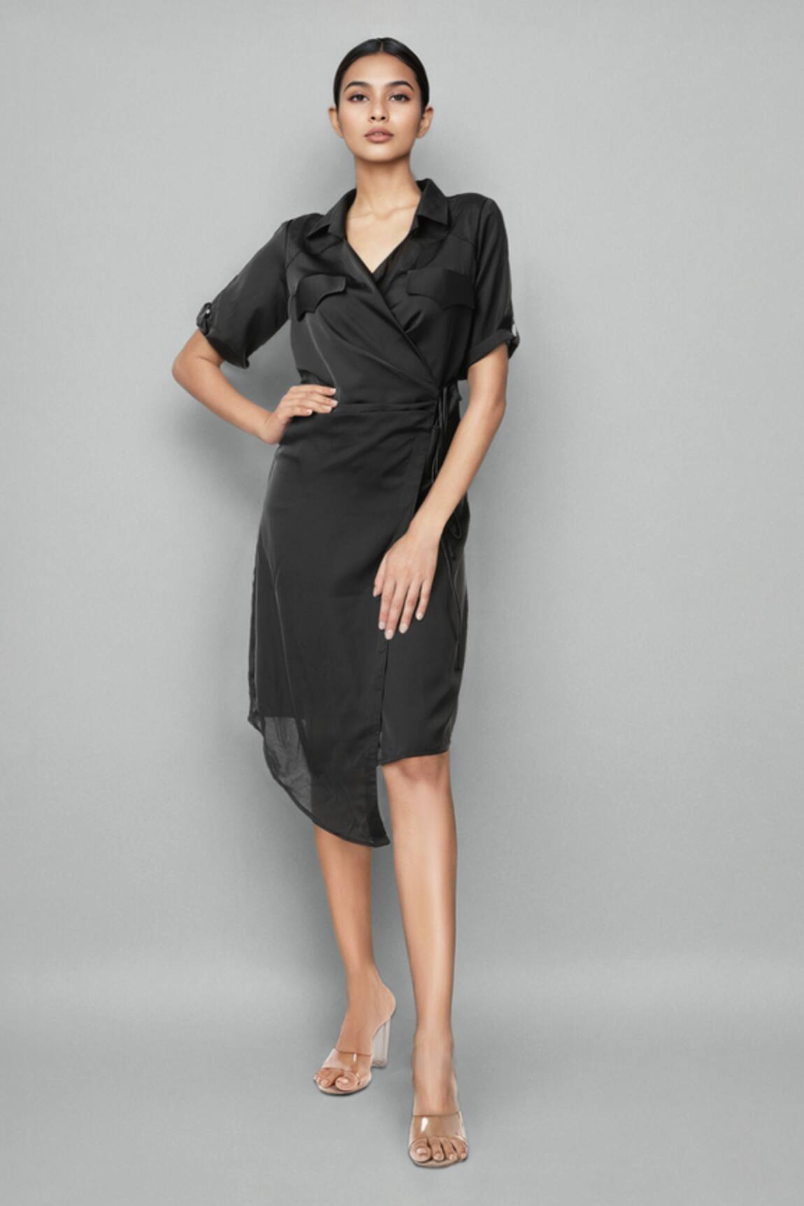 Emblaze Black Modal Satin Designer Dress 