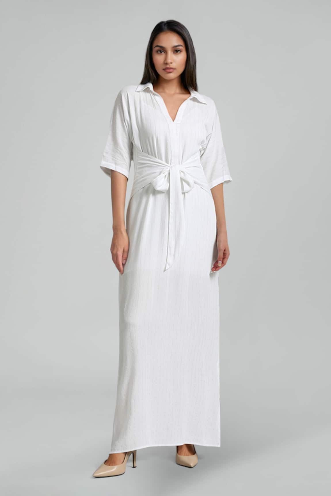 Emblaze White Lurex Maxi Dress 