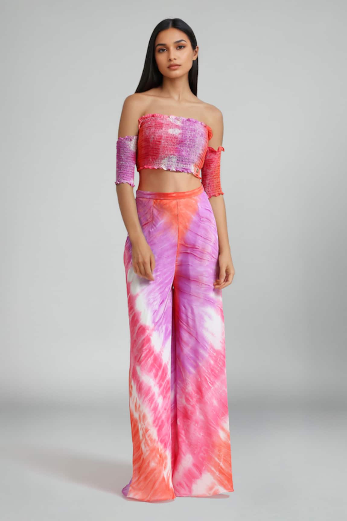 Emblaze Multi-Colour Tie-Dye Crop Top & Pant Set 