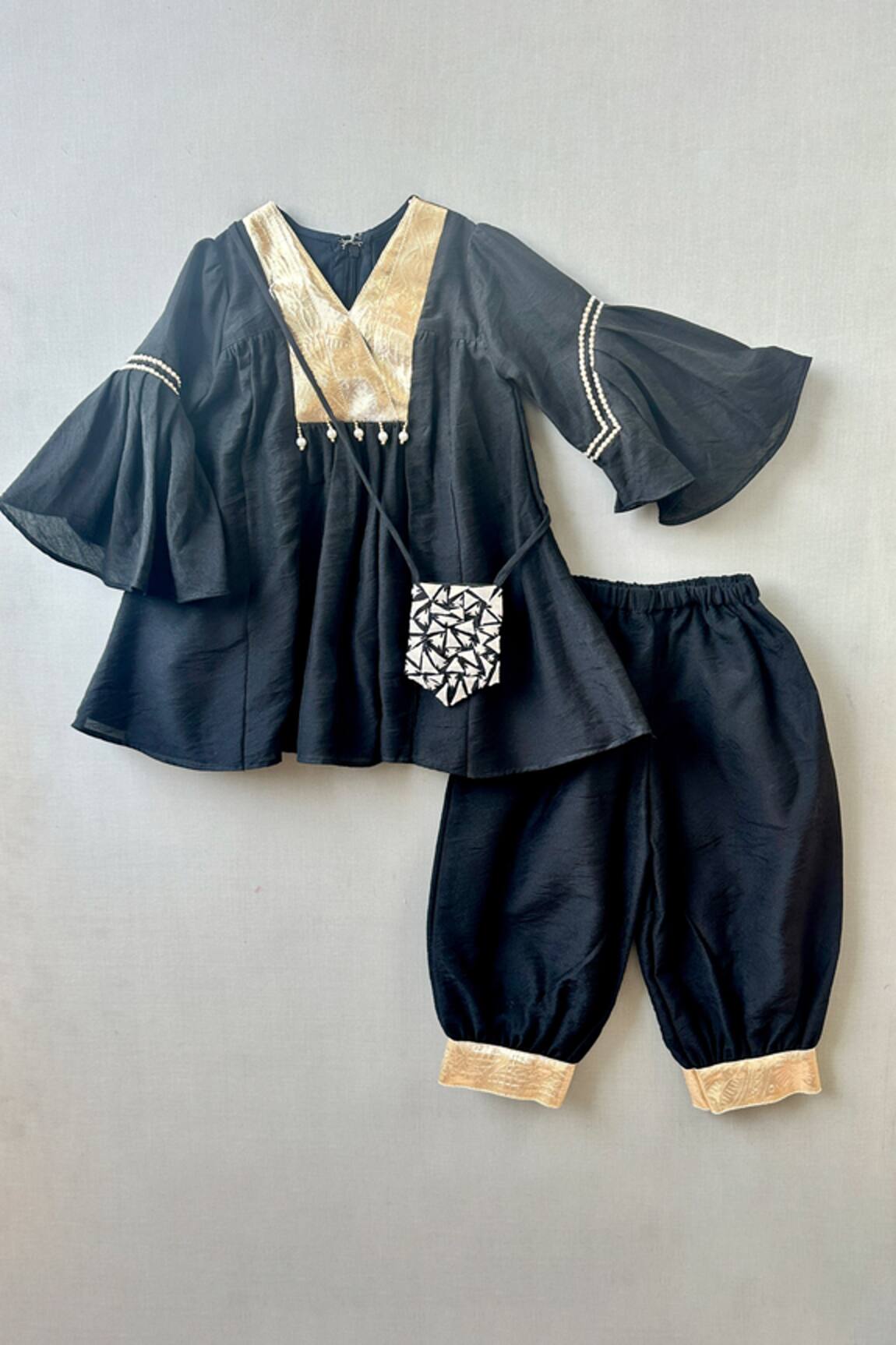 Label Neeti Black & Gold Kurti Patiala Set 