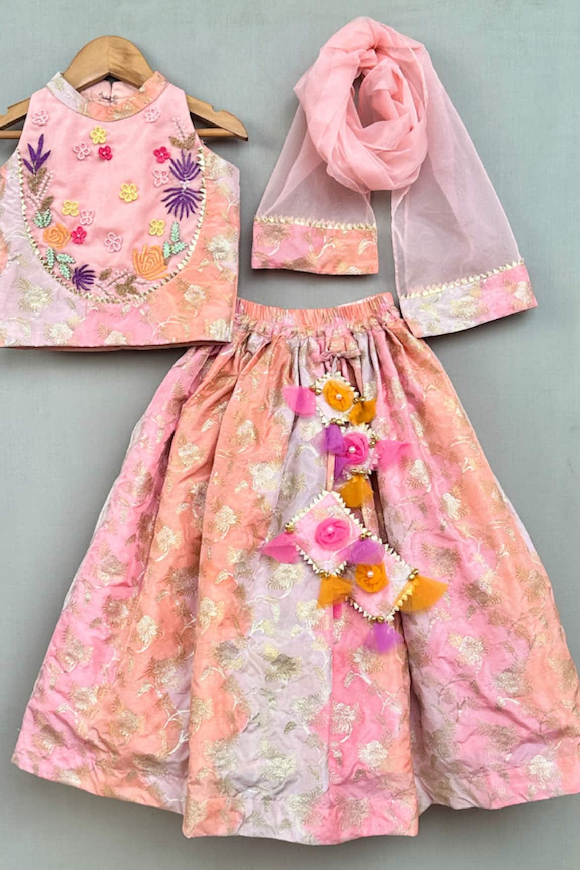 Label Neeti Pastel Pink Floral Lehenga Set 