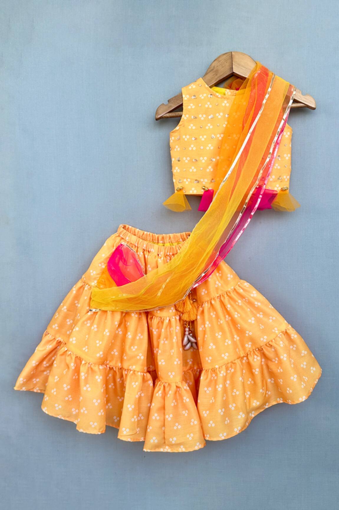 Label Neeti Yellow Bandhni Lehenga Set 