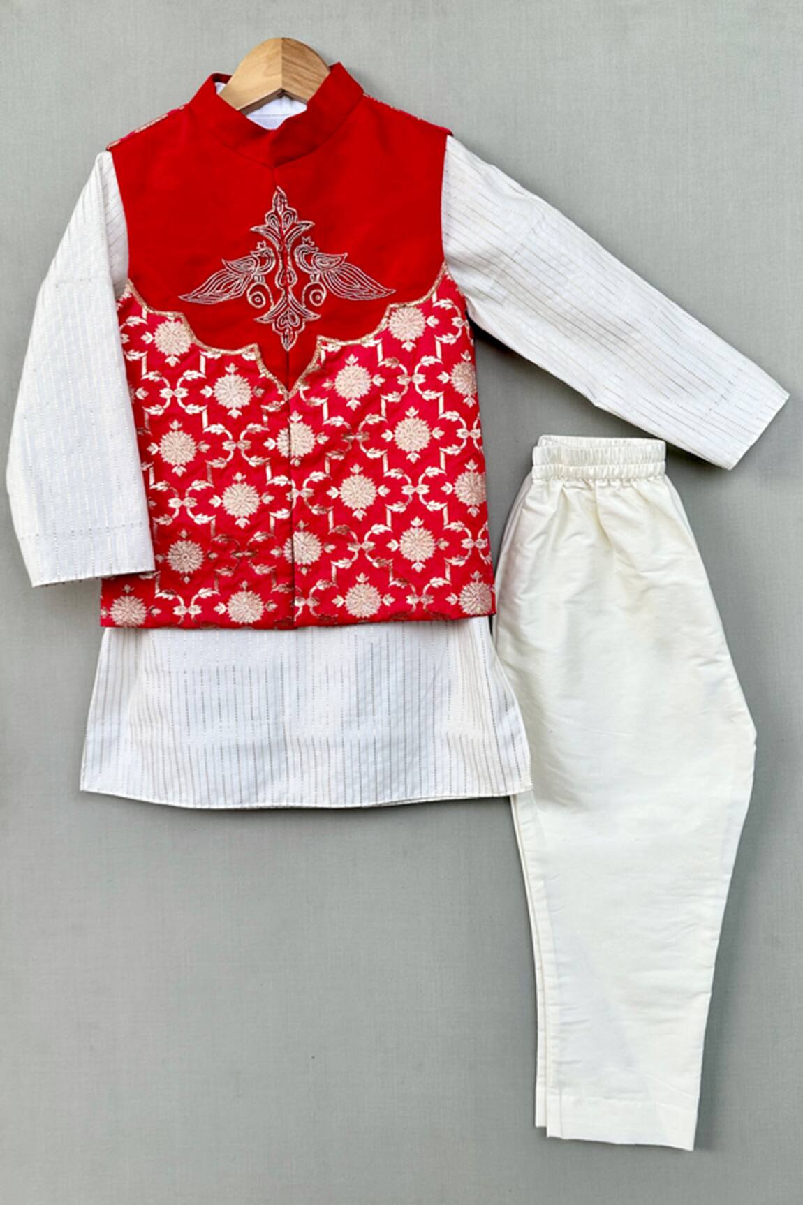 Label Neeti Embroidered Nehru Jacket & Kurta Set 