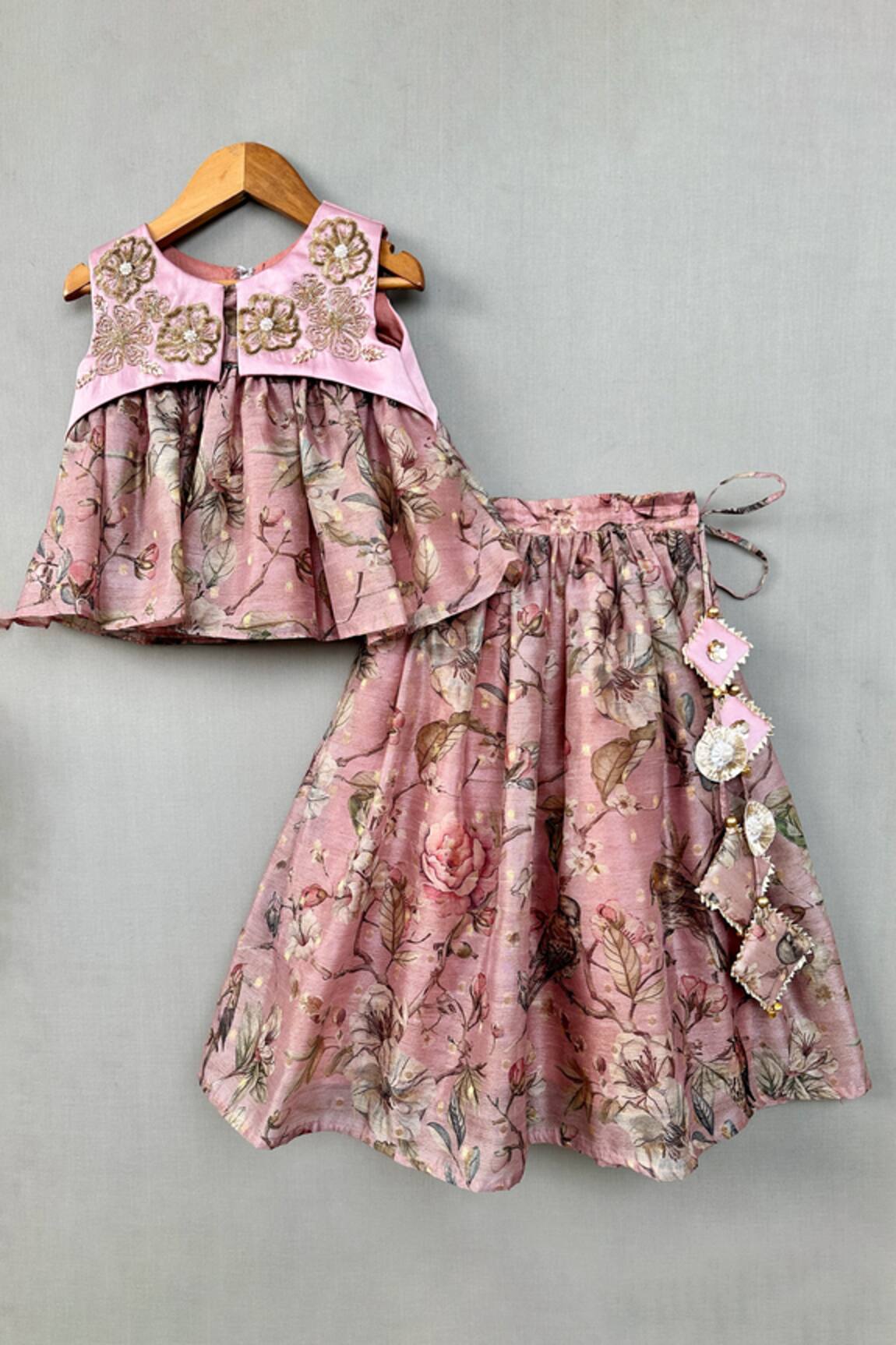 Label Neeti Floral Embroidered Blush Pink Lehenga Set 