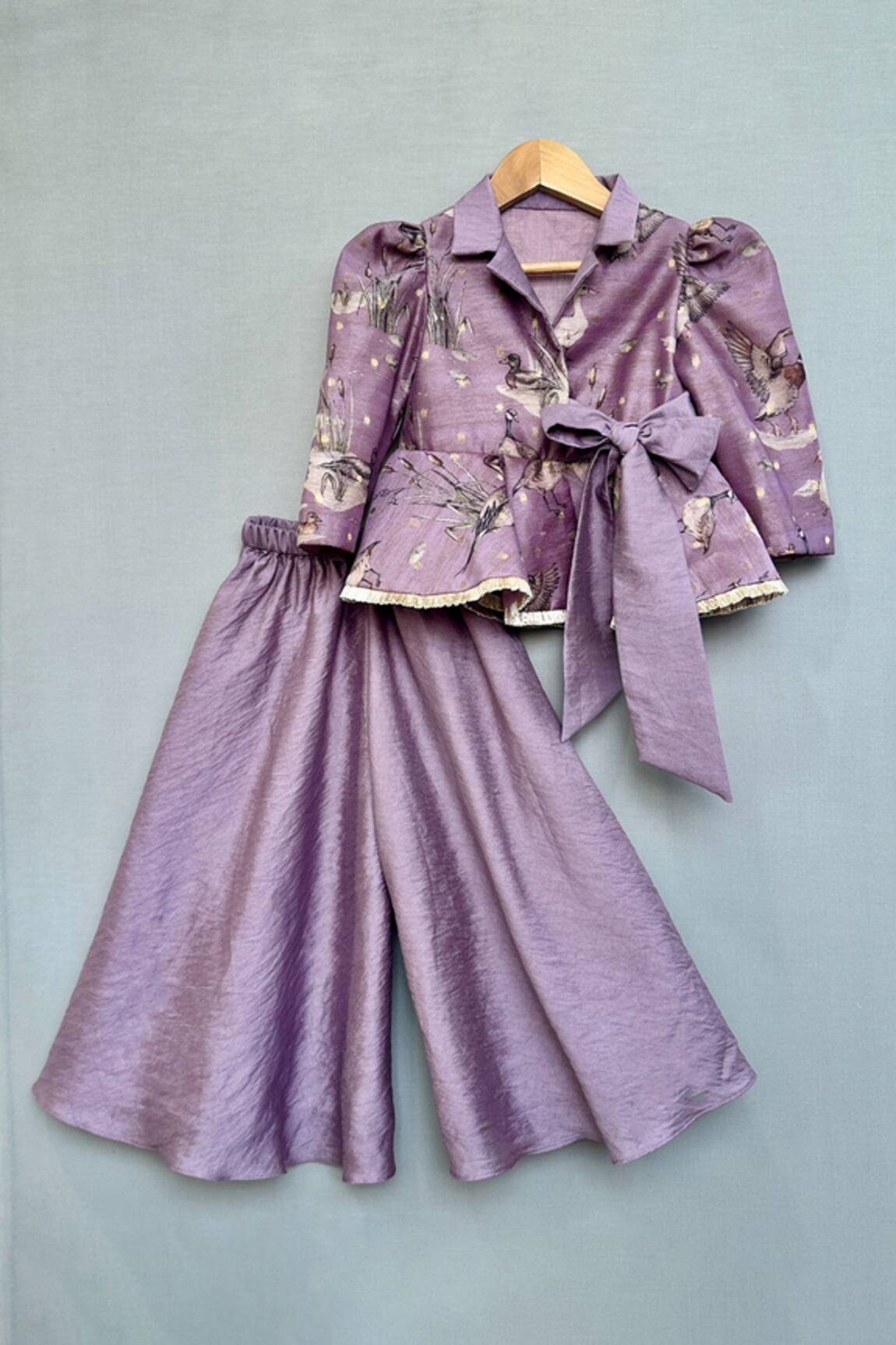 Label Neeti Lavender Woodland Print Peplum Top & Palazzo 