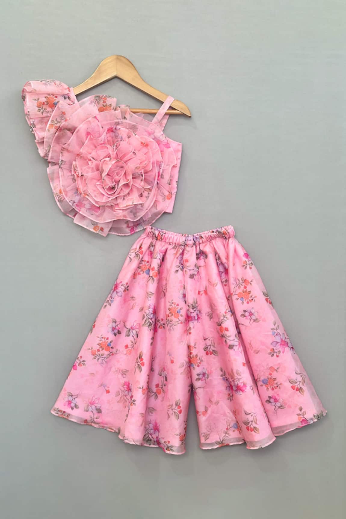 Label Neeti 3D Floral Organza Top & Palazzo Set 
