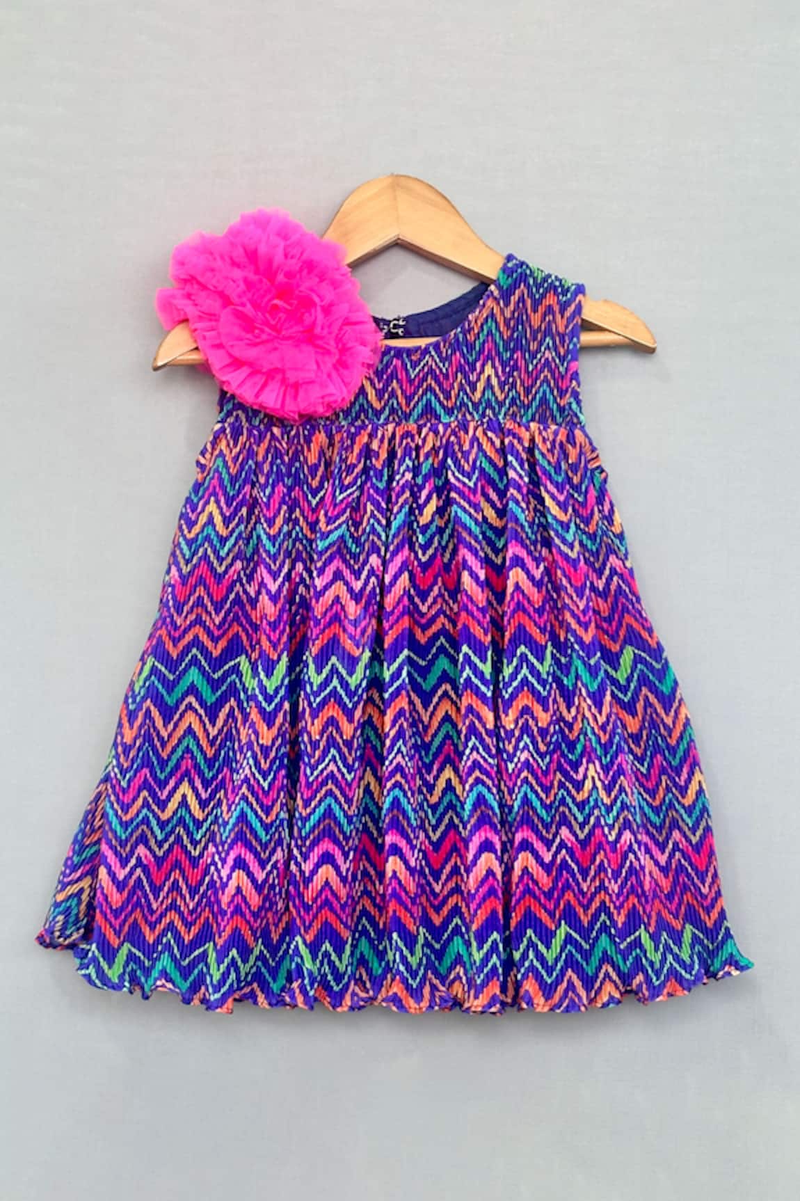 Label Neeti Multicolor Pleated Chevron Dress 