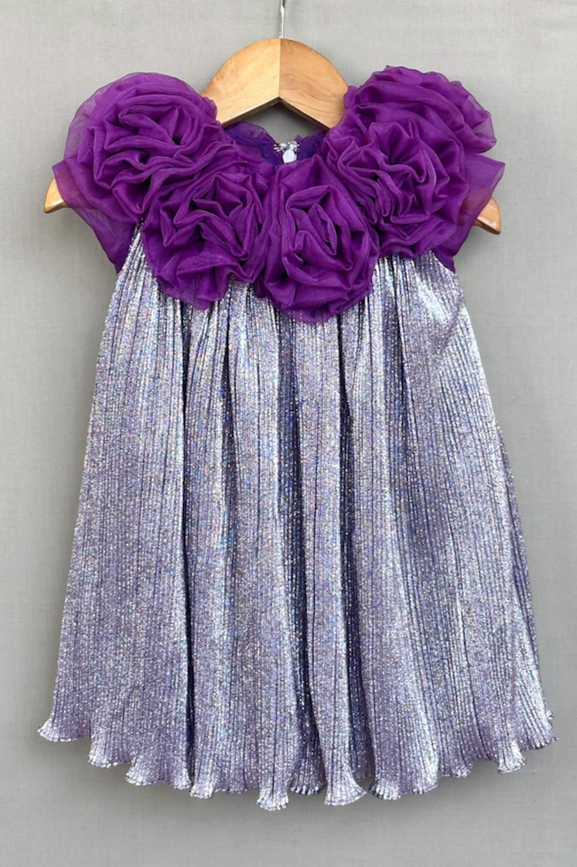 Label Neeti Metallic Purple Pleated Dress 