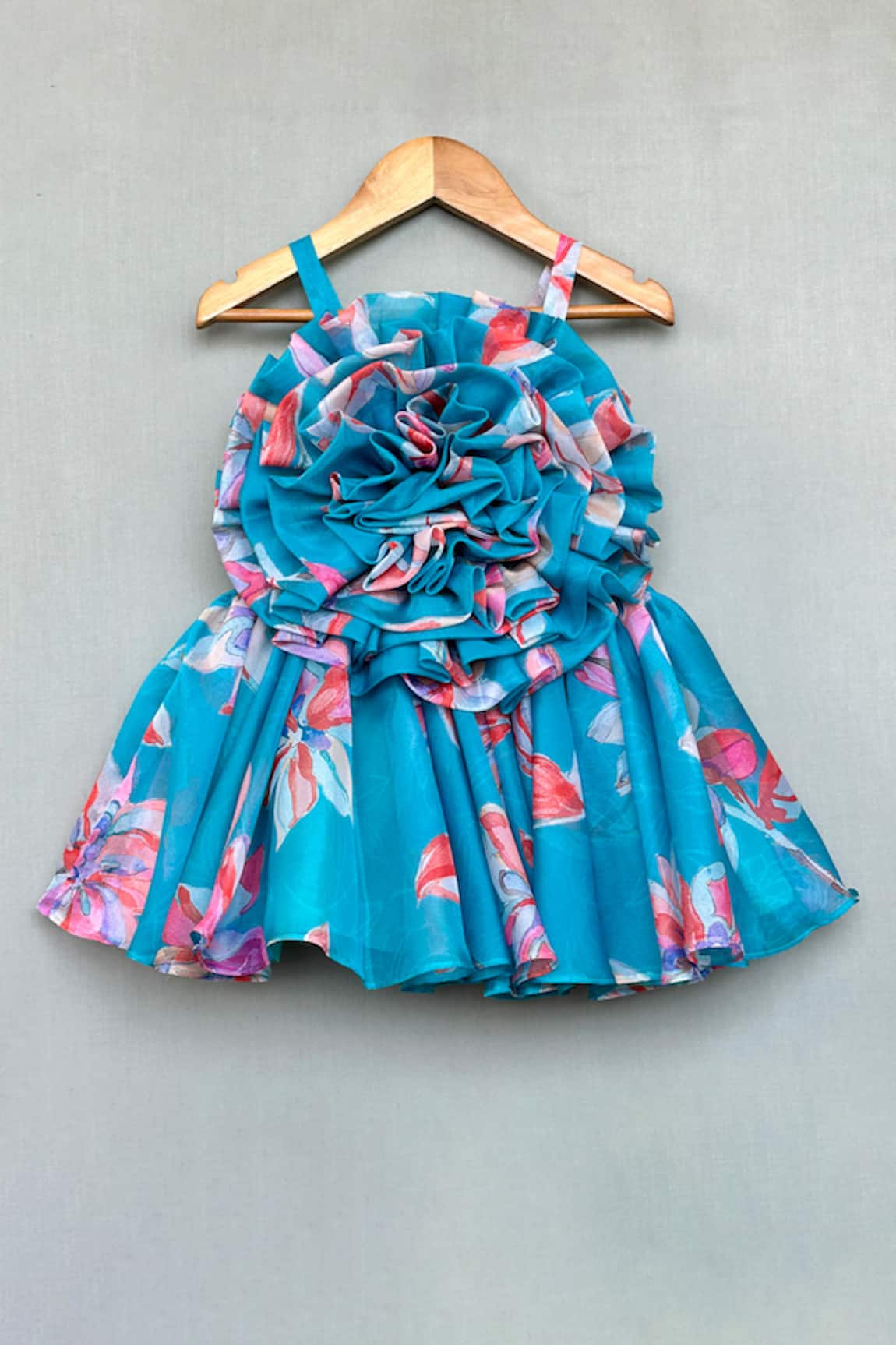 Label Neeti Turquoise Floral Organza Dress 