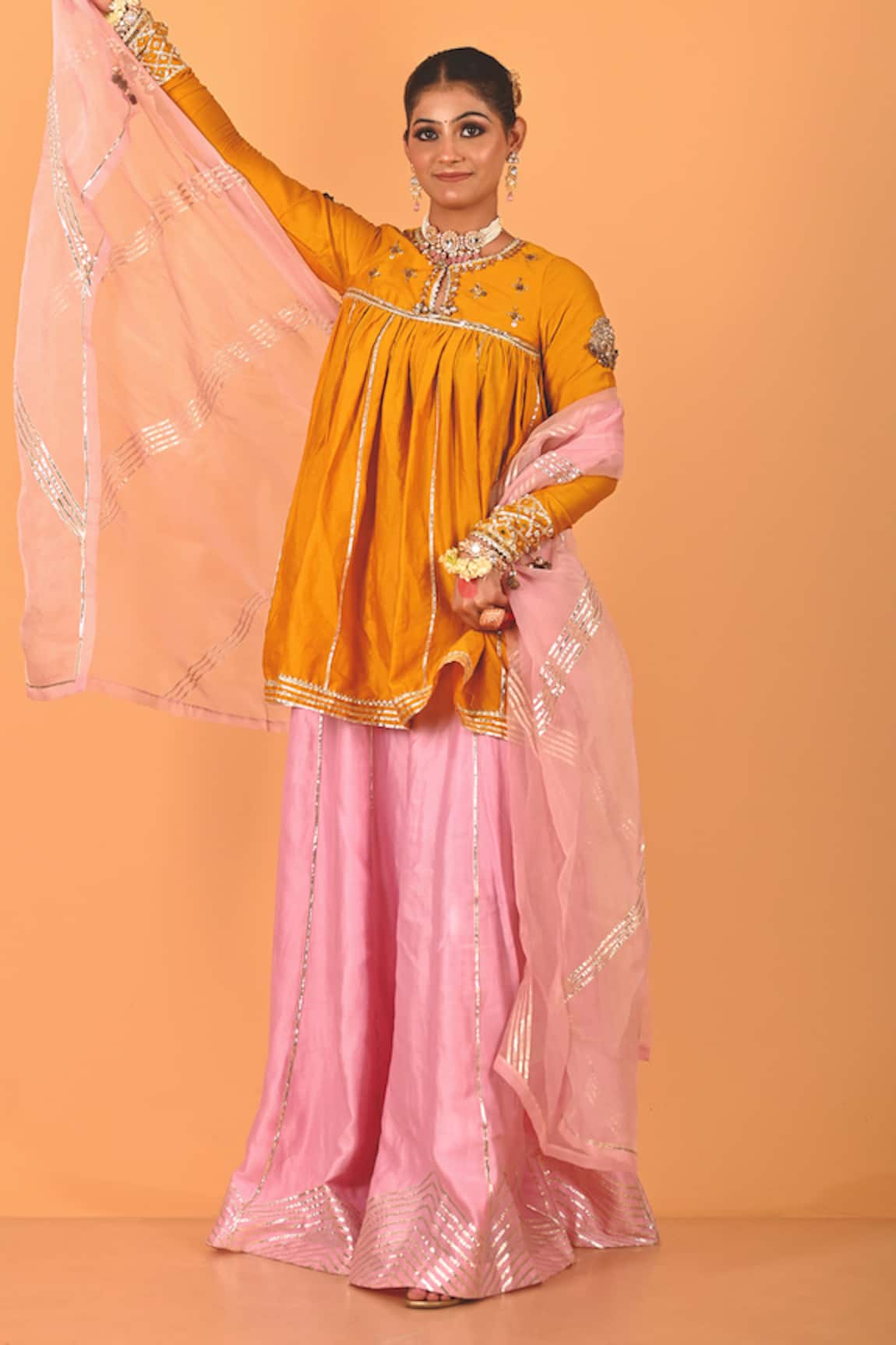 Mirkashi Mustard Yellow Peplum Kurta Set 