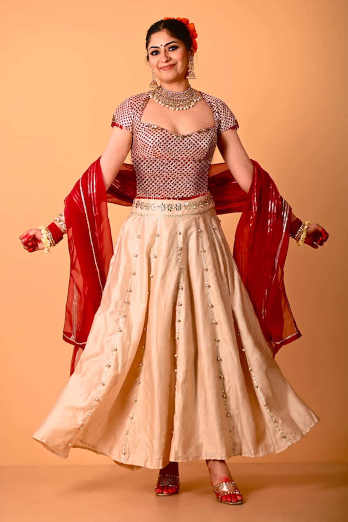 Mirkashi Maroon Hand Embroidered Lehenga Set 