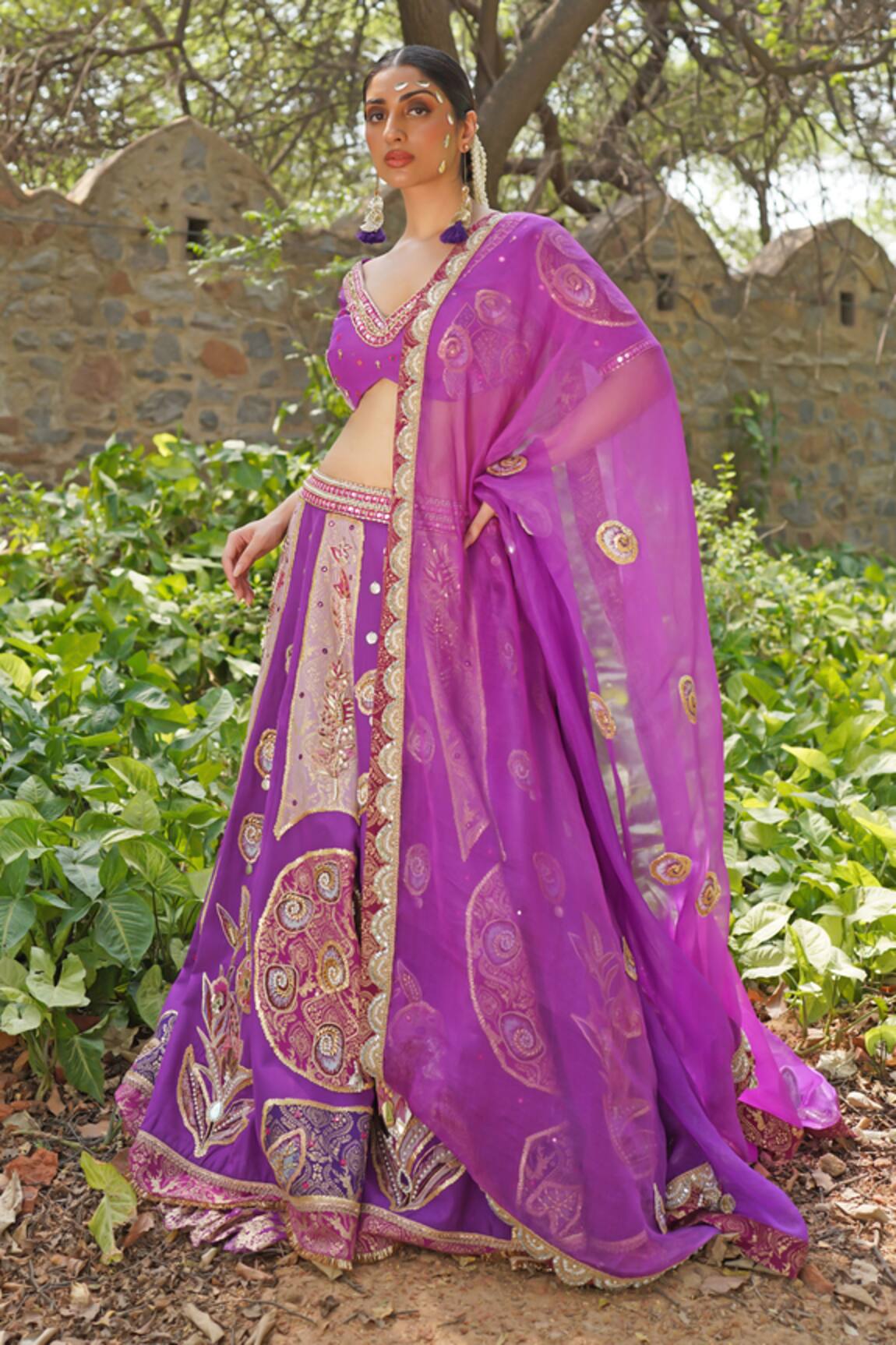 Soniya G Royal Purple Silk Blend Lehenga Set 