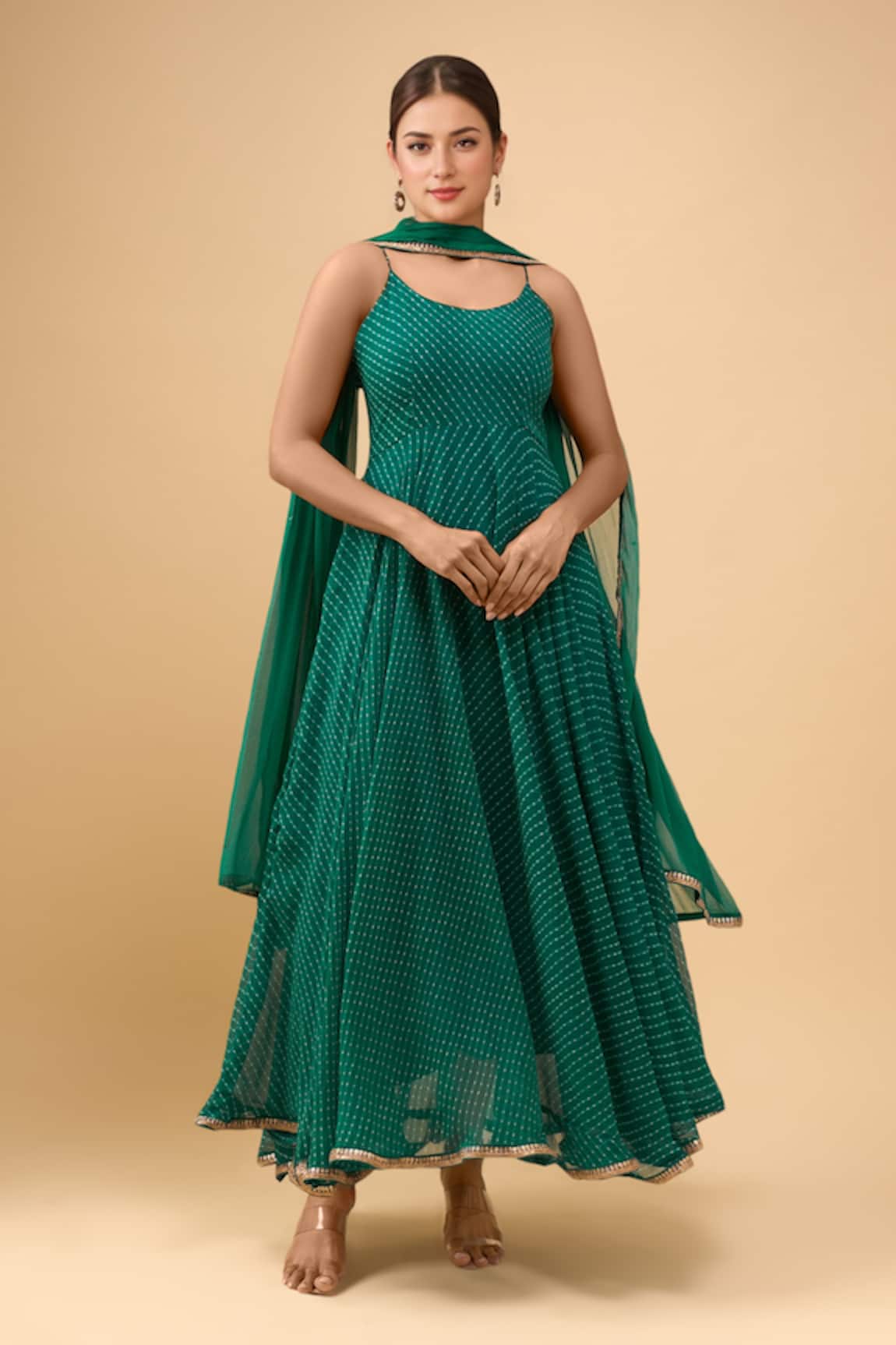 Samyukta Singhania Pine Green Anarkali Set 