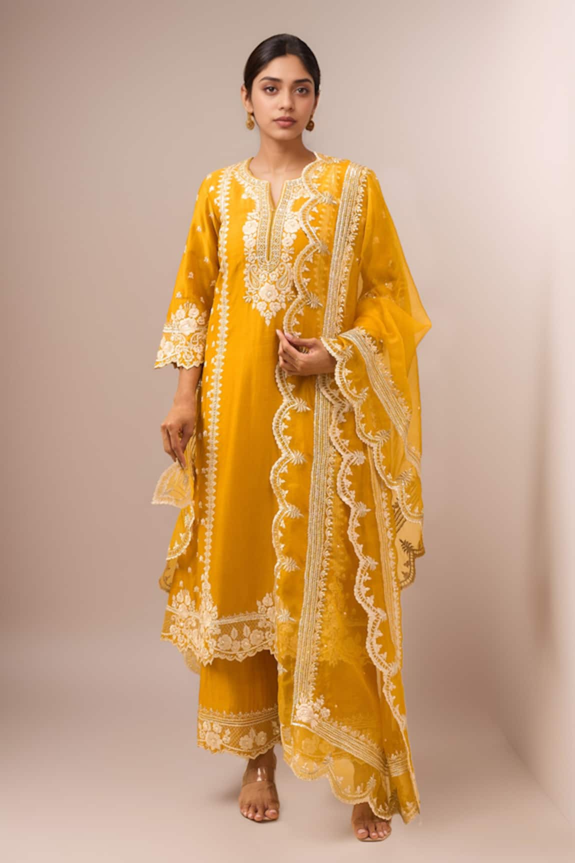 Sheetal Batra Mustard Kurta With Palazzo Set 