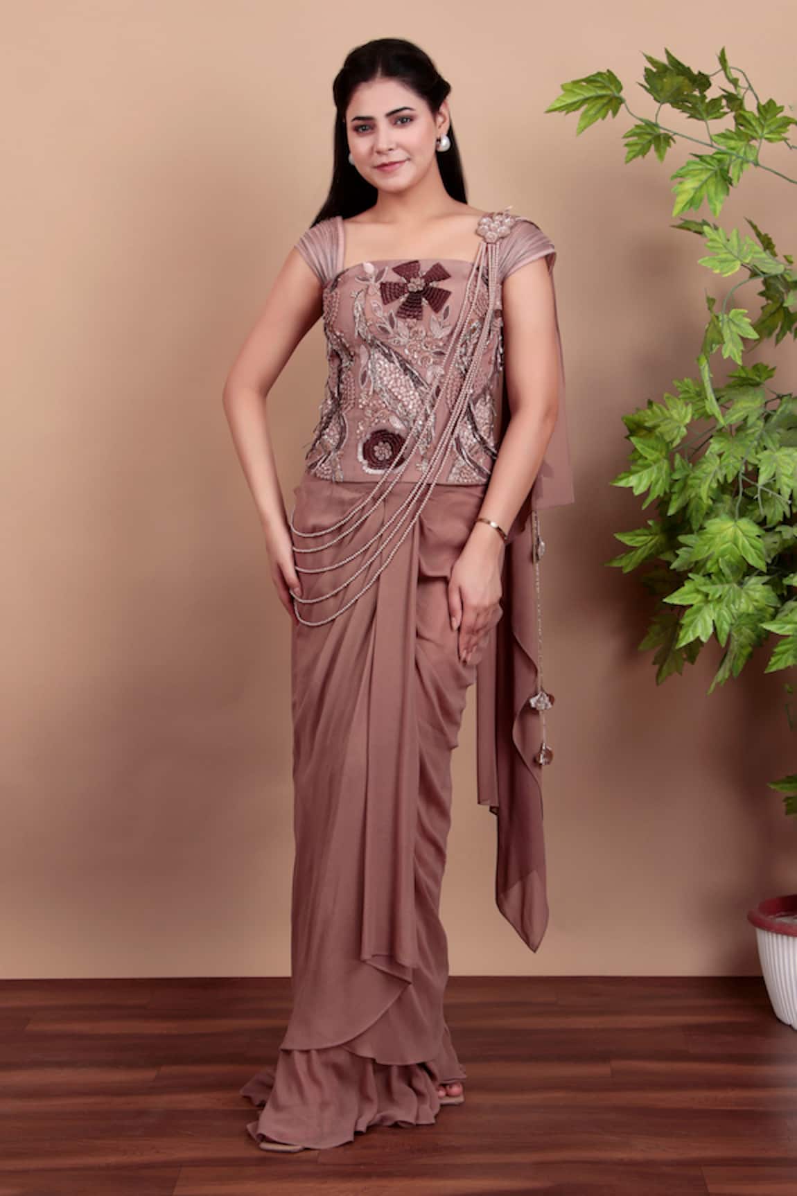 Nidhi Kejriwal Designer Pre-Draped Saree with Blouse 