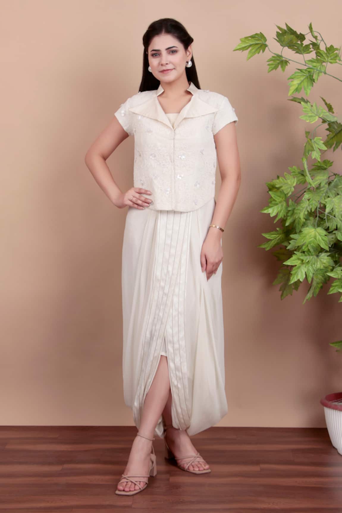 Nidhi Kejriwal Embroidered Jacket & Draped Skirt Set 