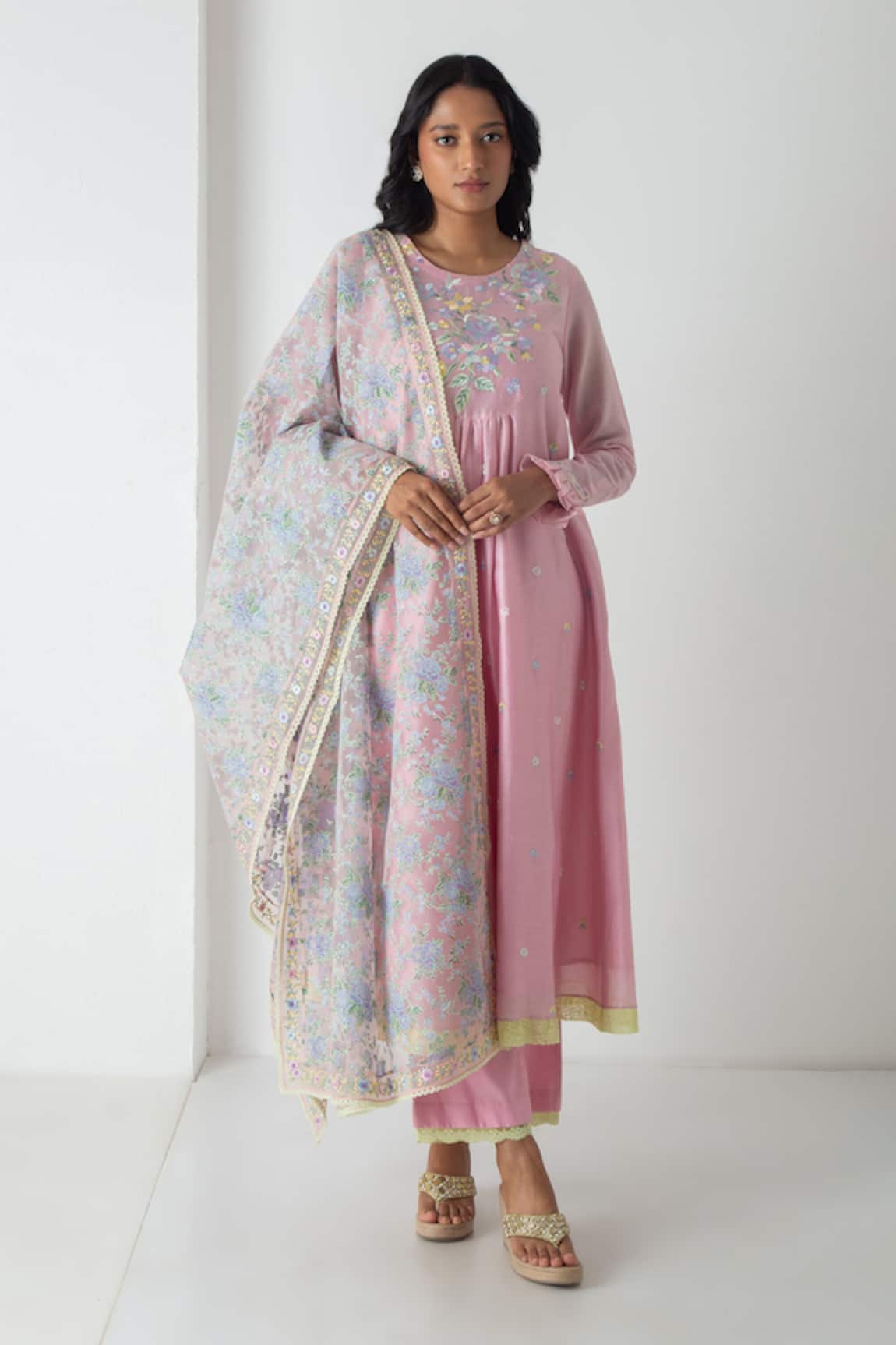 Chhaya Mehrotra Orchid Pink Chanderi Kurta Set 
