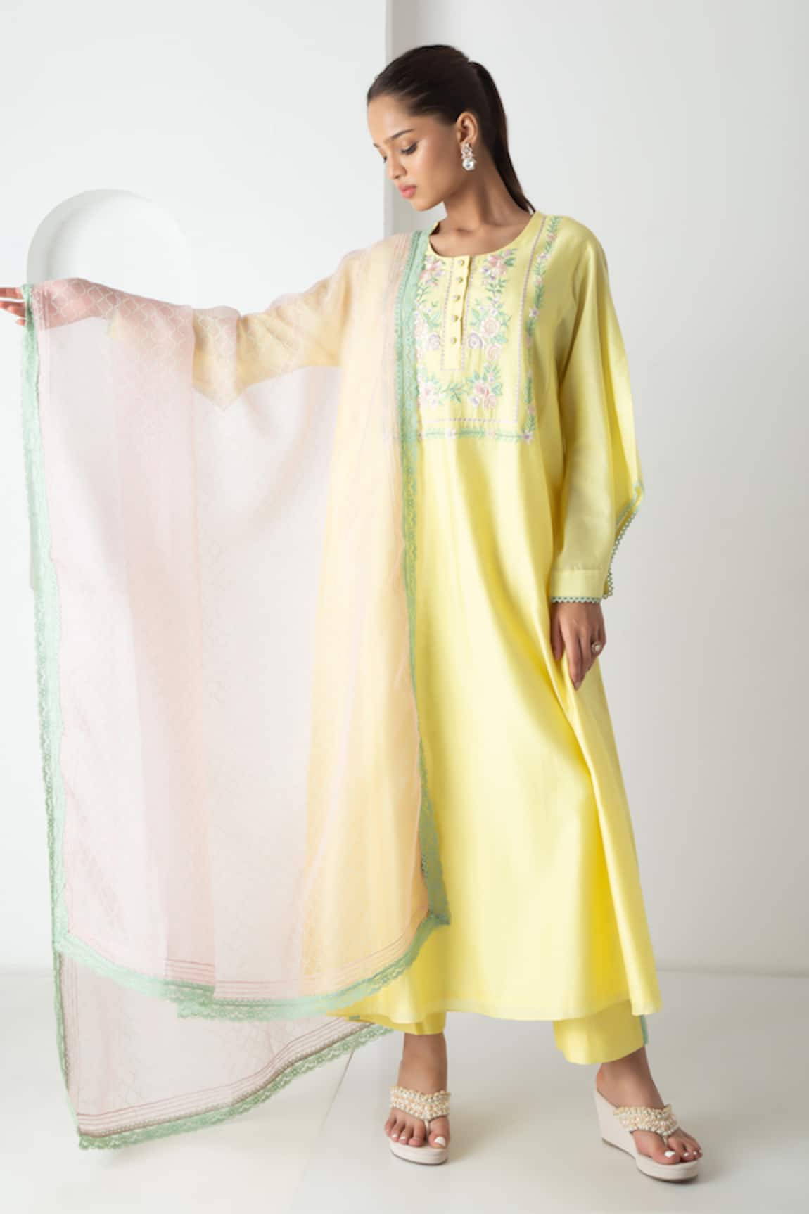 Chhaya Mehrotra Designer Chanderi Kurta Pant Set 