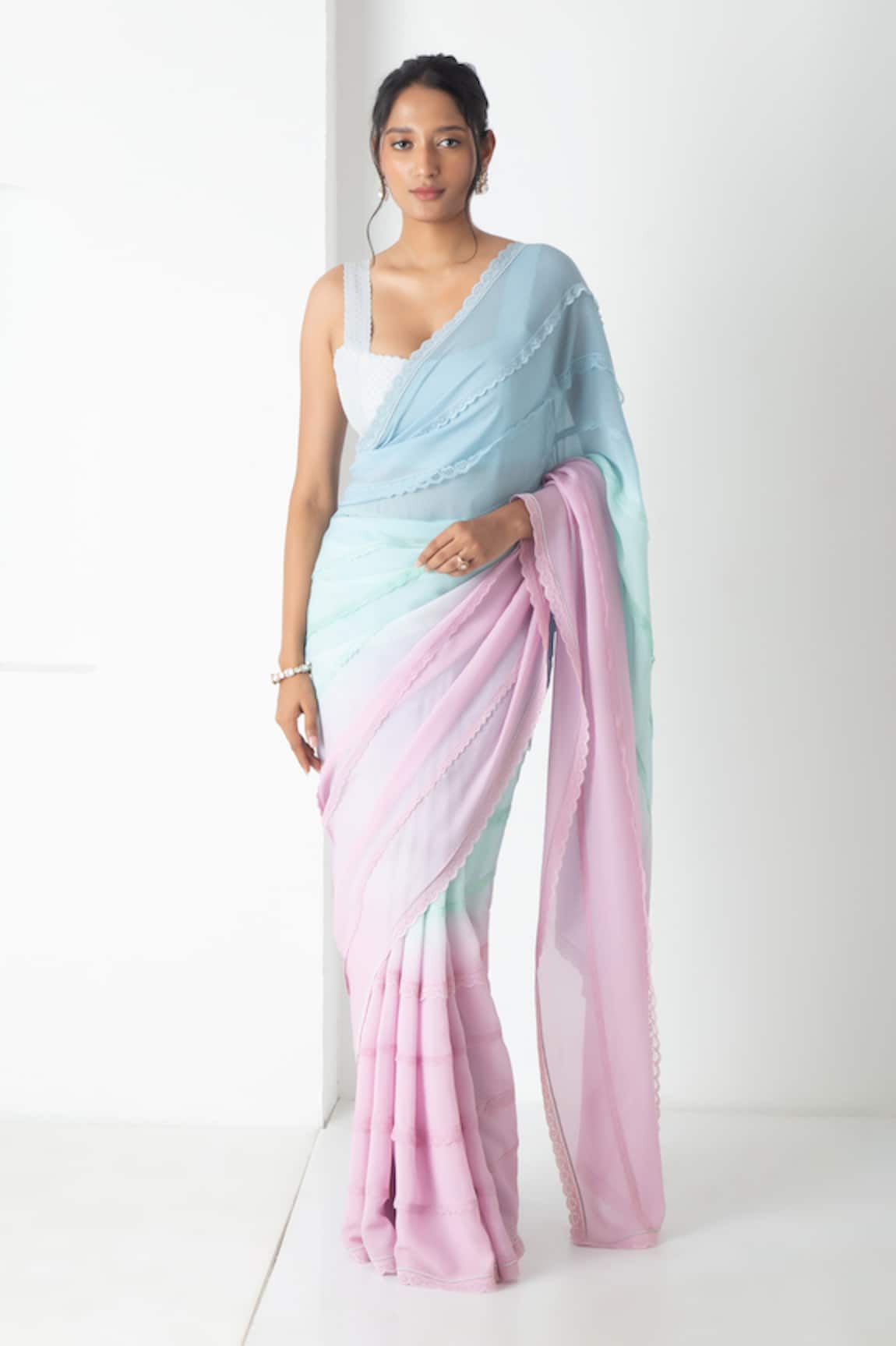 Chhaya Mehrotra Gradient Chiffon Saree With Blouse 