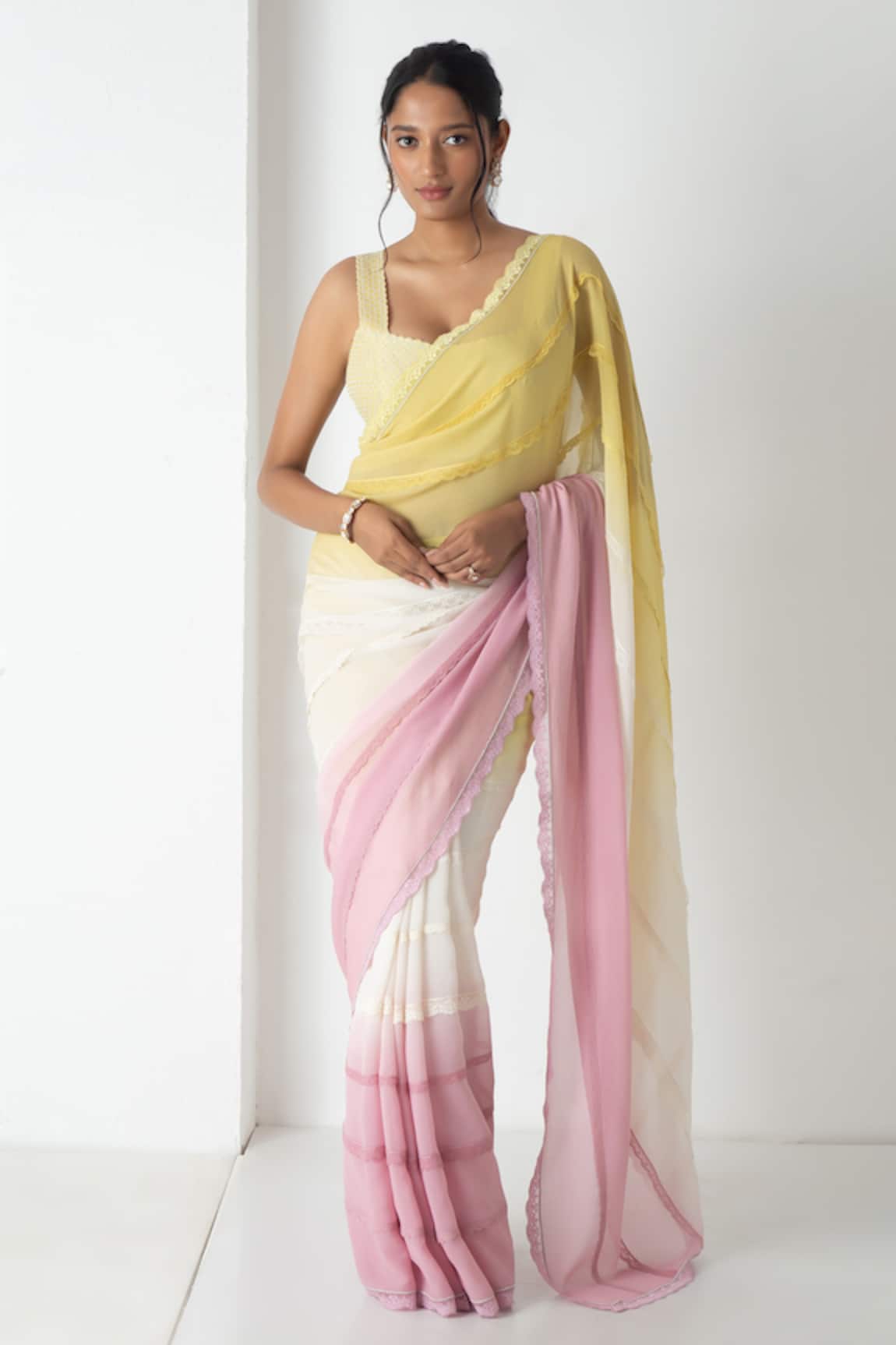 Chhaya Mehrotra Designer Chanderi Chiffon Saree Set 