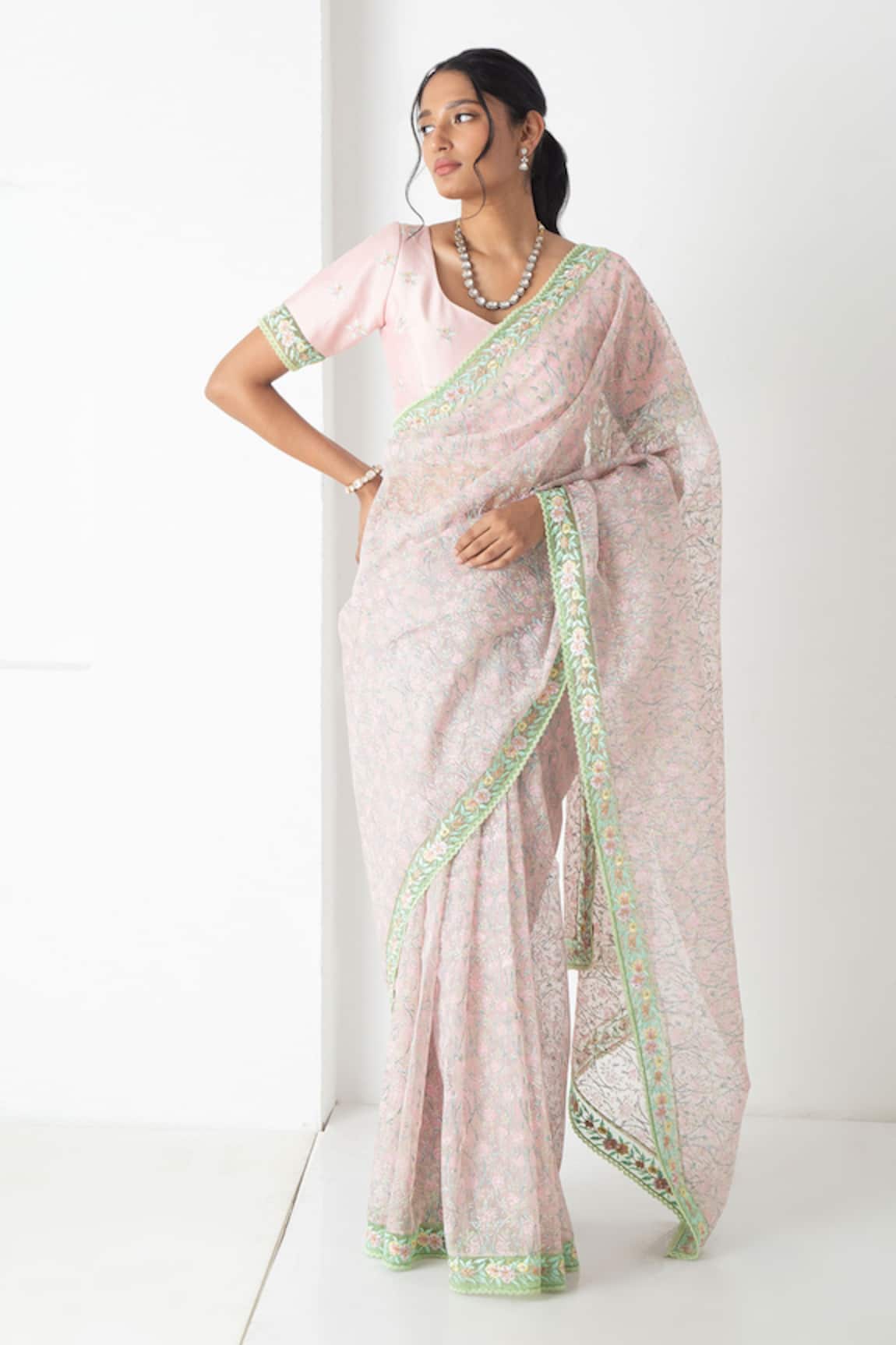 Chhaya Mehrotra Chanderi Designer Saree With Stitched Blouse 