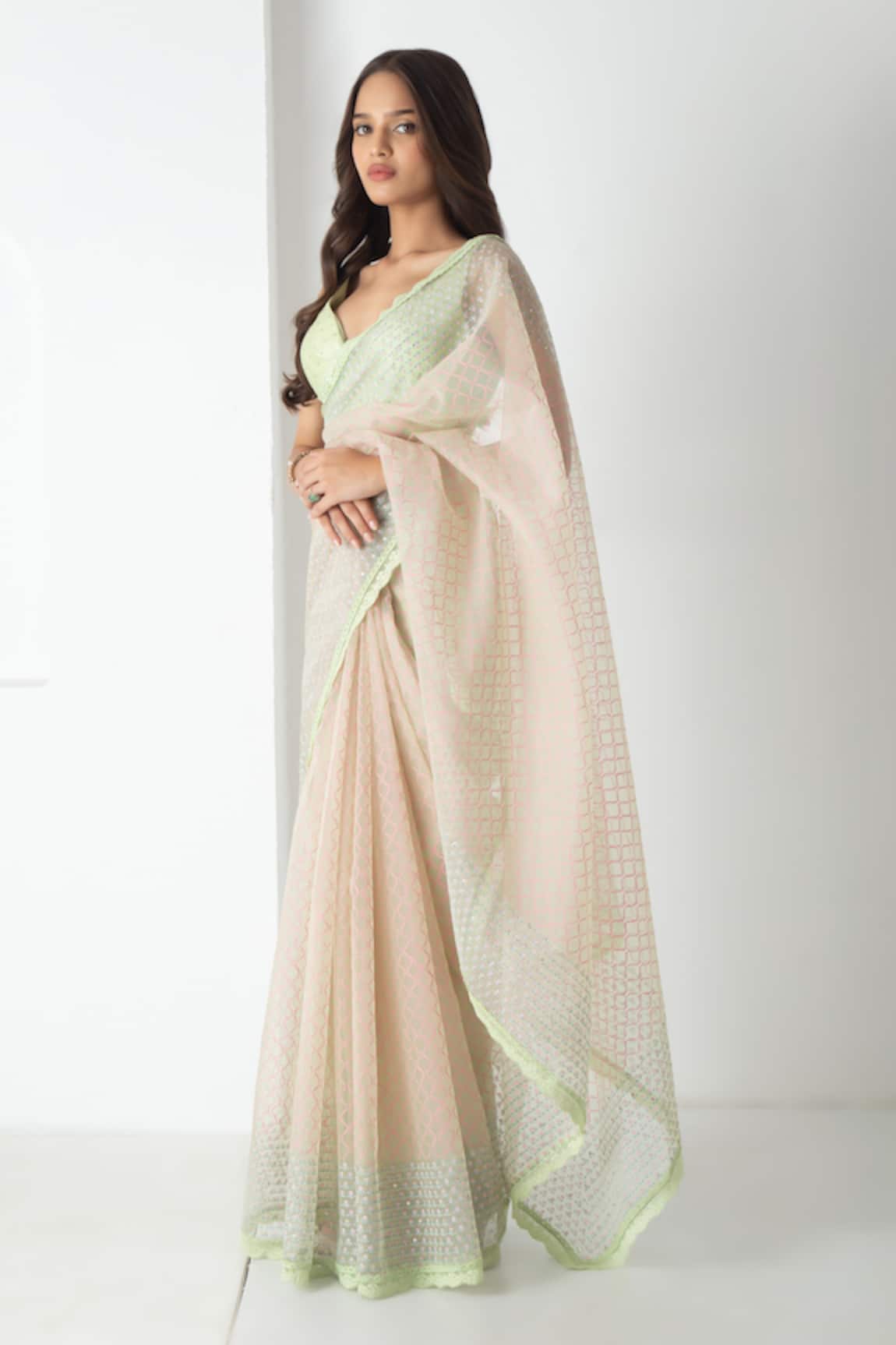 Chhaya Mehrotra Chanderi Chiffon Designer Saree Set 
