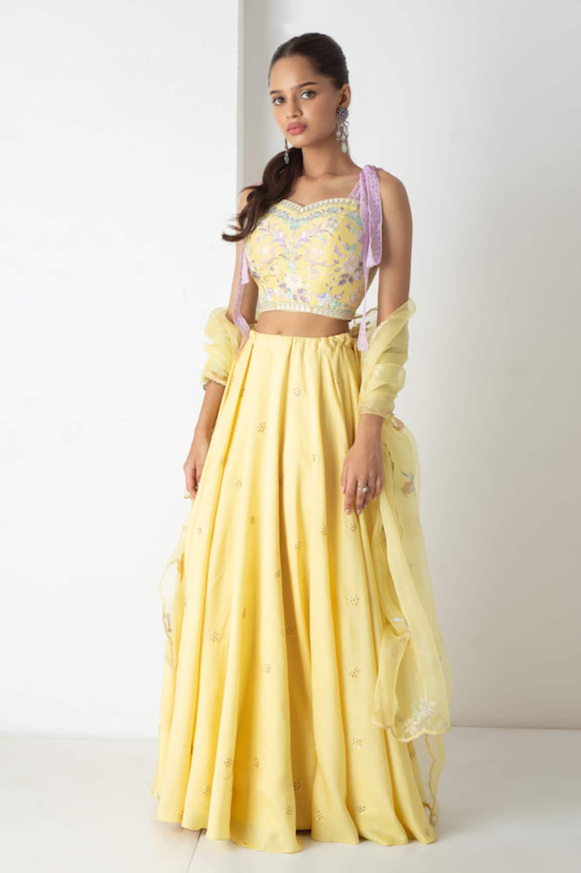 Chhaya Mehrotra Sunshine Yellow Embroidered Lehenga Set 