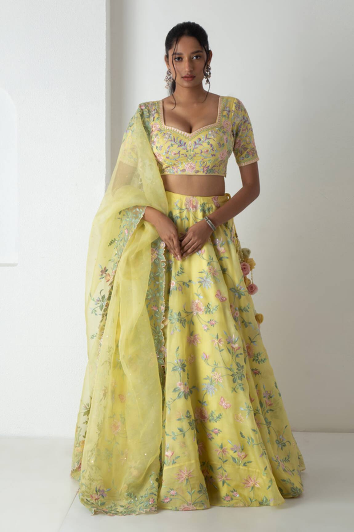 Chhaya Mehrotra Floral Embroidered Lehenga Set 