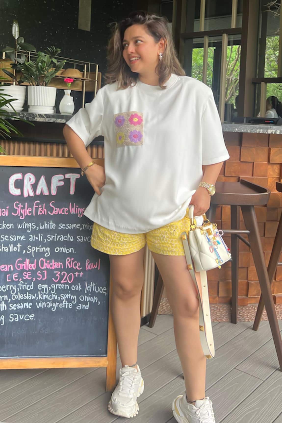 Sonam Parmar Jhawar Embroidered Cotton Yellow Shorts & Top Set 