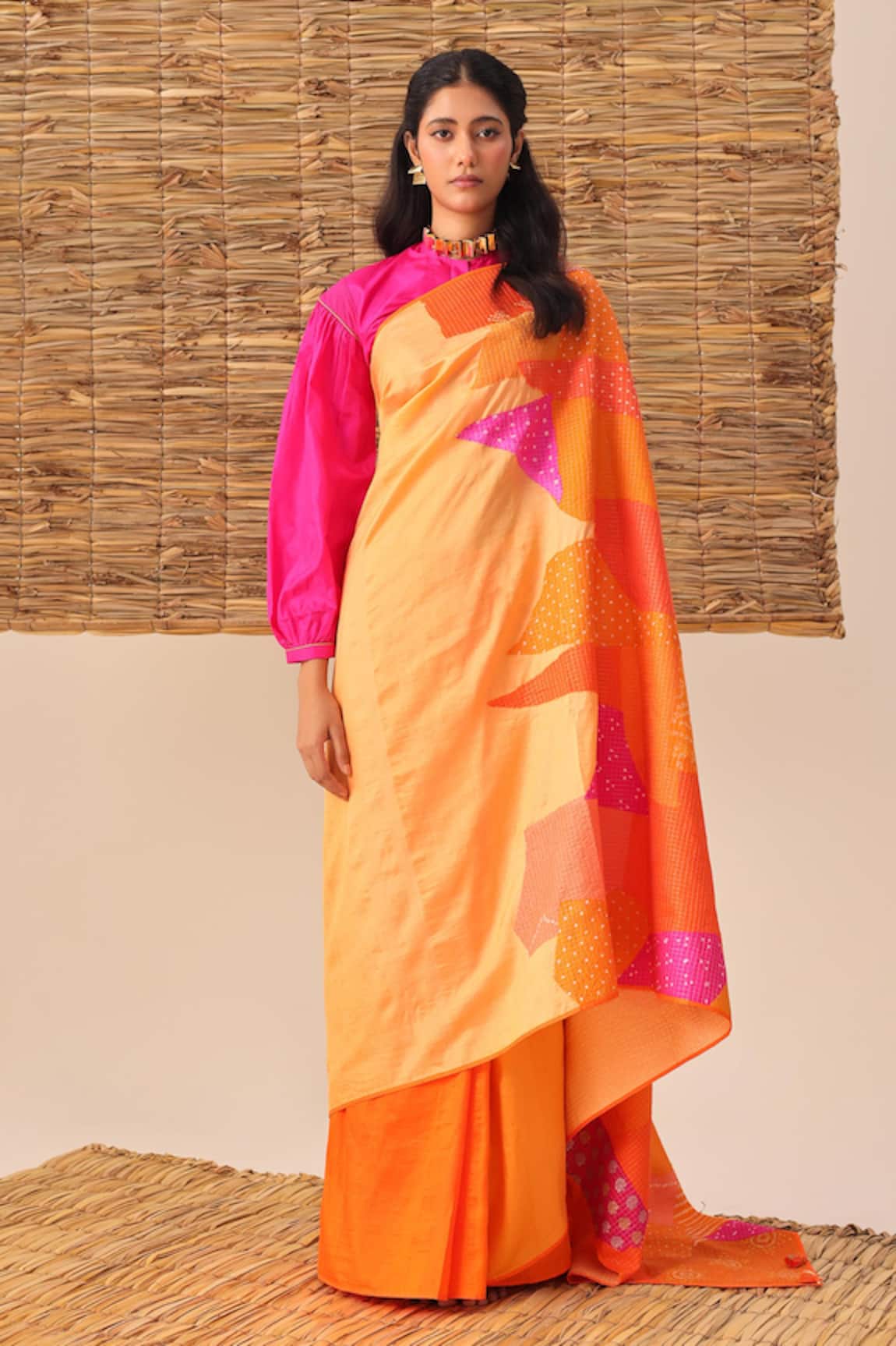 Naina Jain Bandhani Patchwork Saree Set 