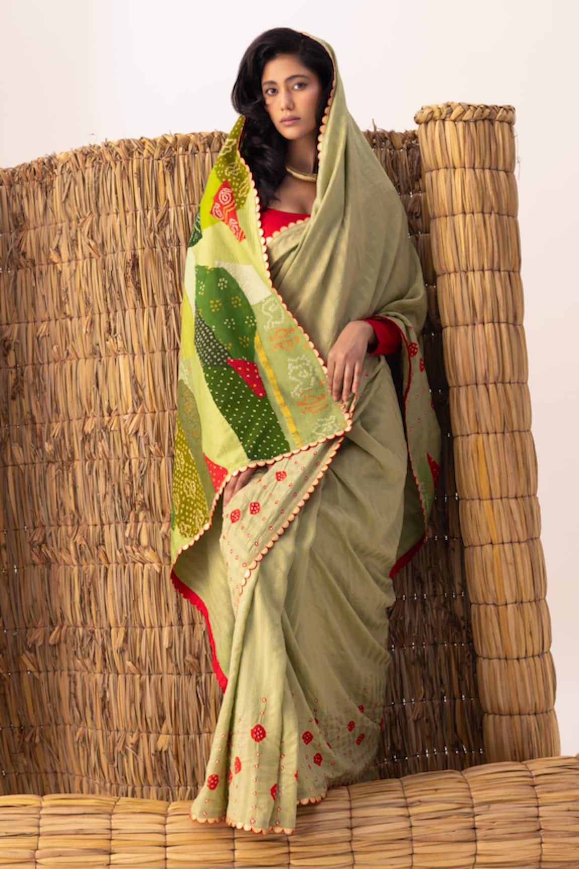 Naina Jain Patchwork Bandhani Palla Saree 