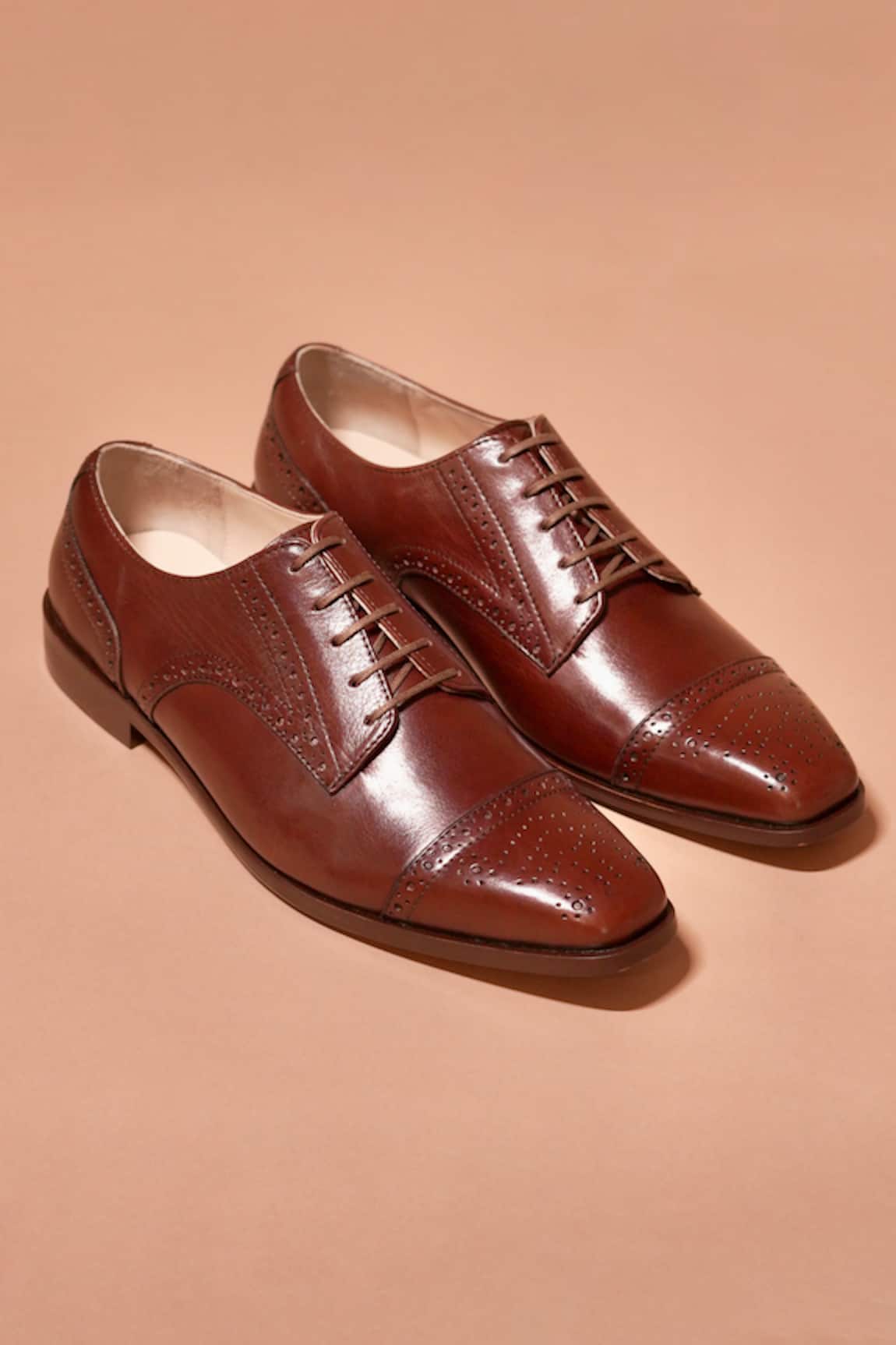 Dmodot Brown Leather Brogue Shoes 