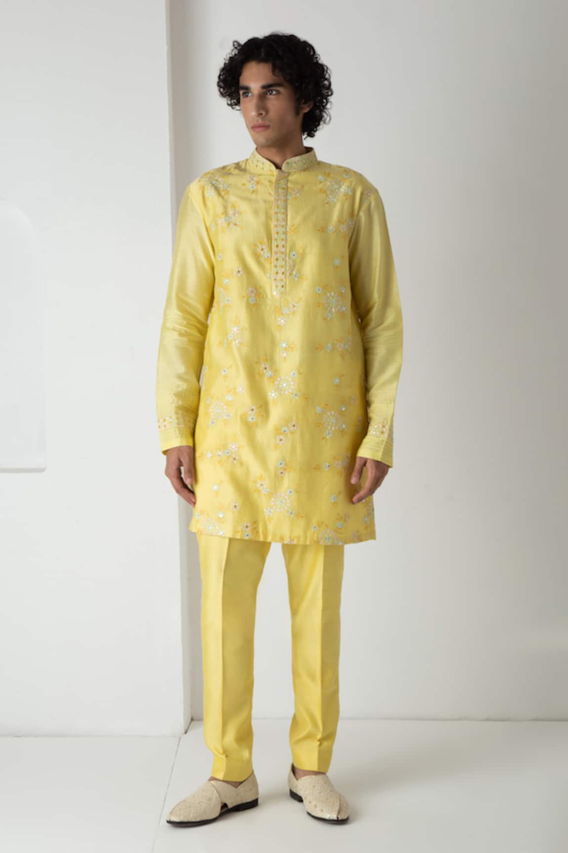 Chhaya Mehrotra Mirror Embroidered Illuminating Yellow Kurta Set 
