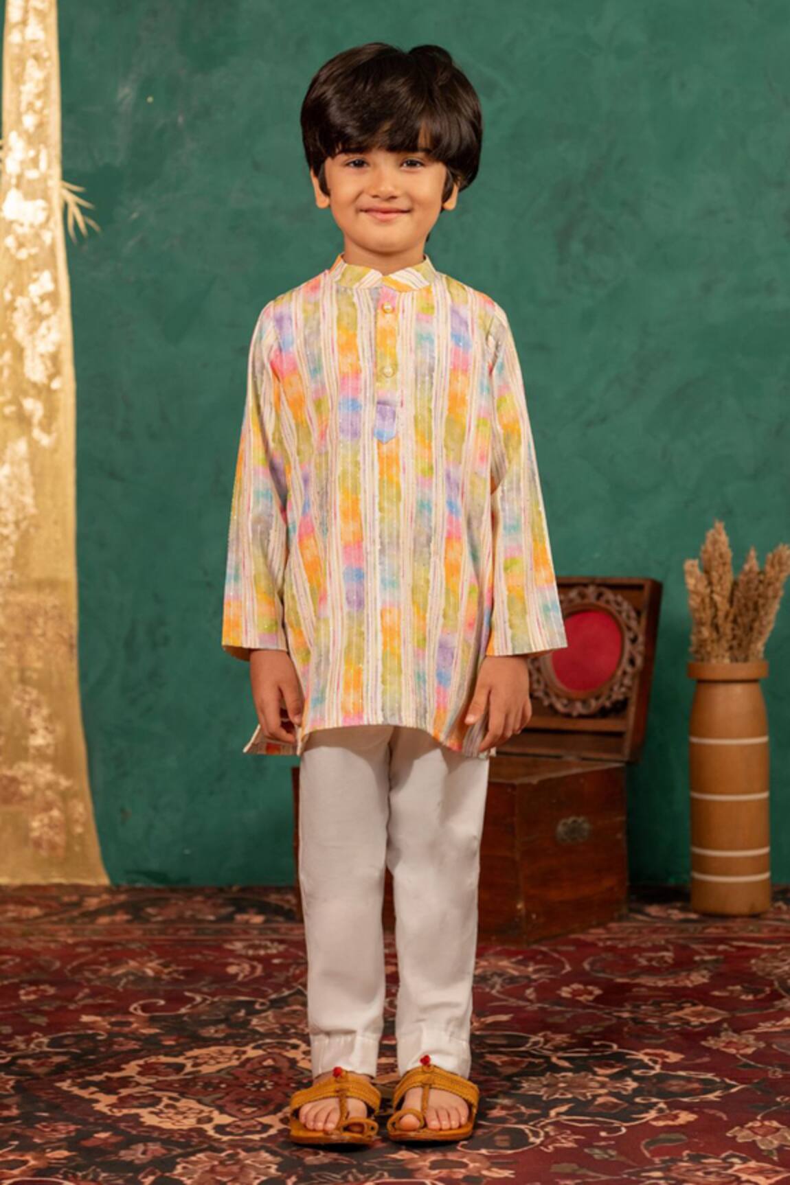 Jilmil Dreamwear Multi Coloured Traditional Print Kurta Set 